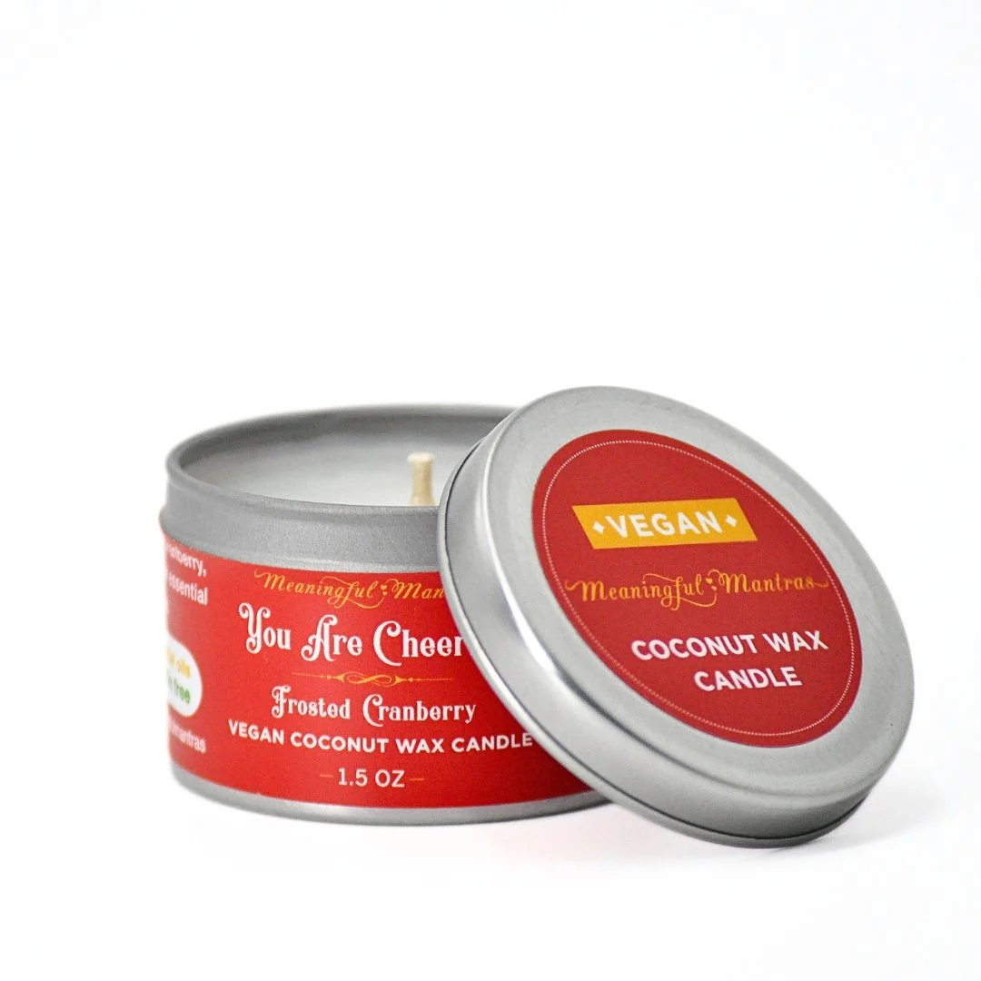 1.5oz Frosted Cranberry Tin Candle - Image 2