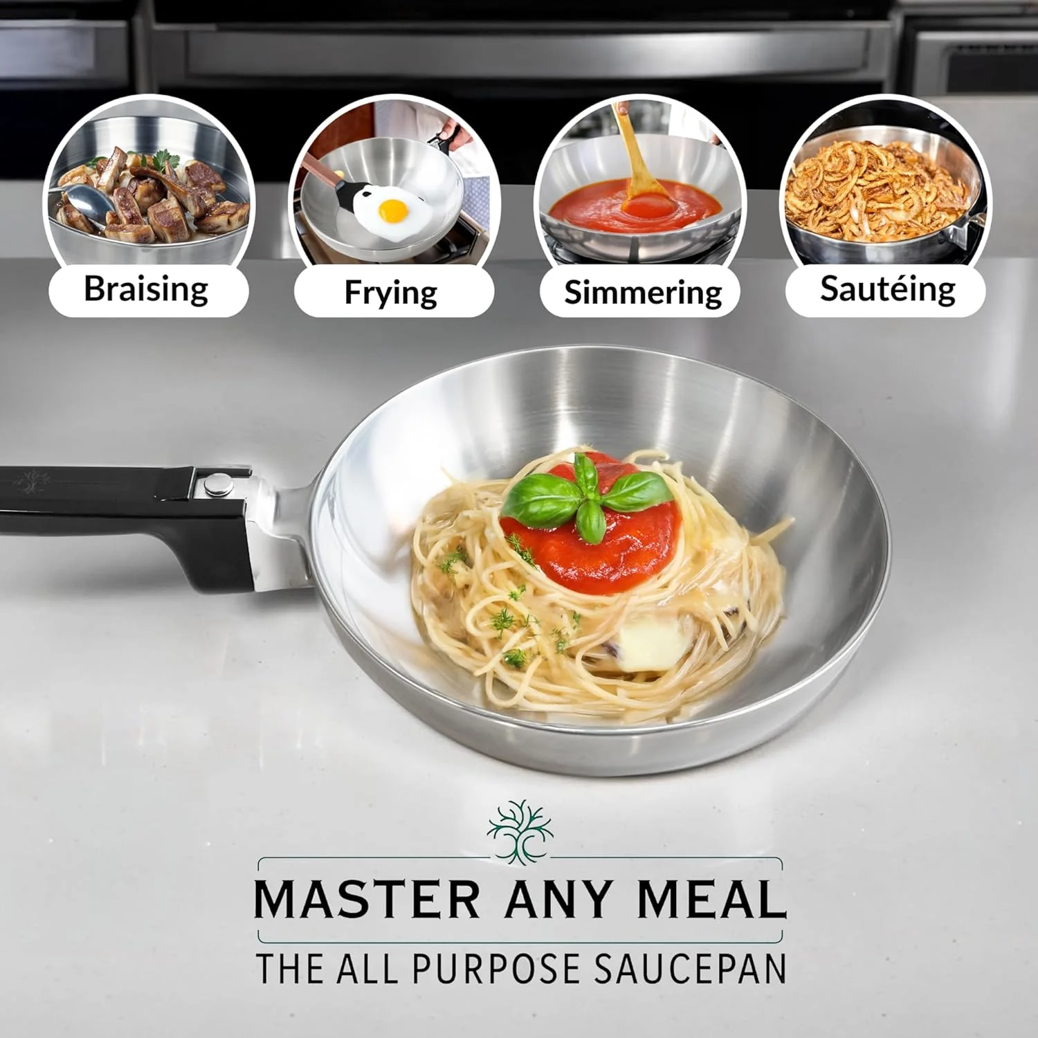 11-Inch Chef Skillet – Quick & Even Heat Distribution – Lightweight Cast Aluminum Frying Pan - Image 4