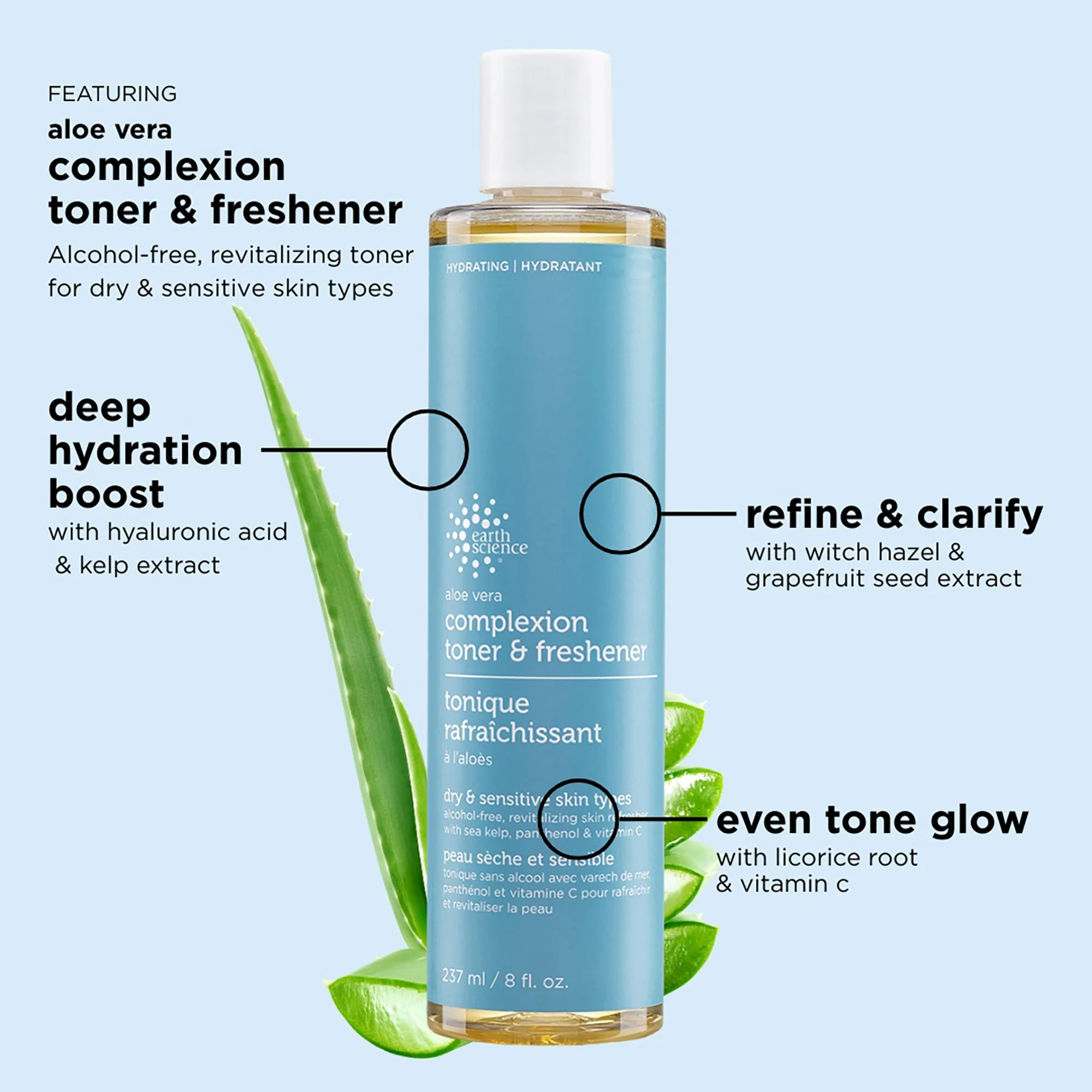 Aloe Vera Complexion Toner & Freshener 8 fl. oz. - Image 3