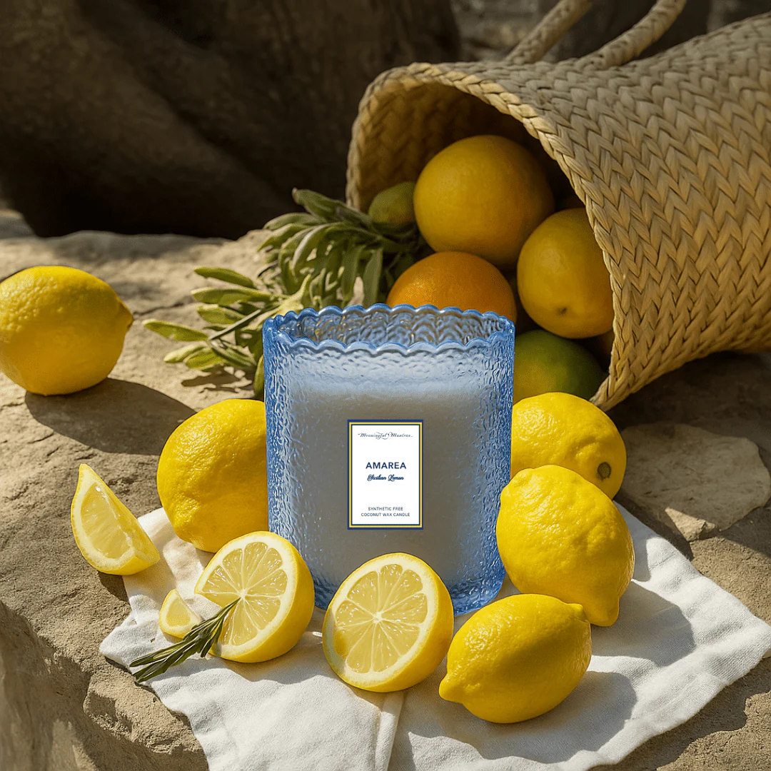 Amarea Sicilian Lemon Natural Candle 8oz Kaia Collection - Image 3
