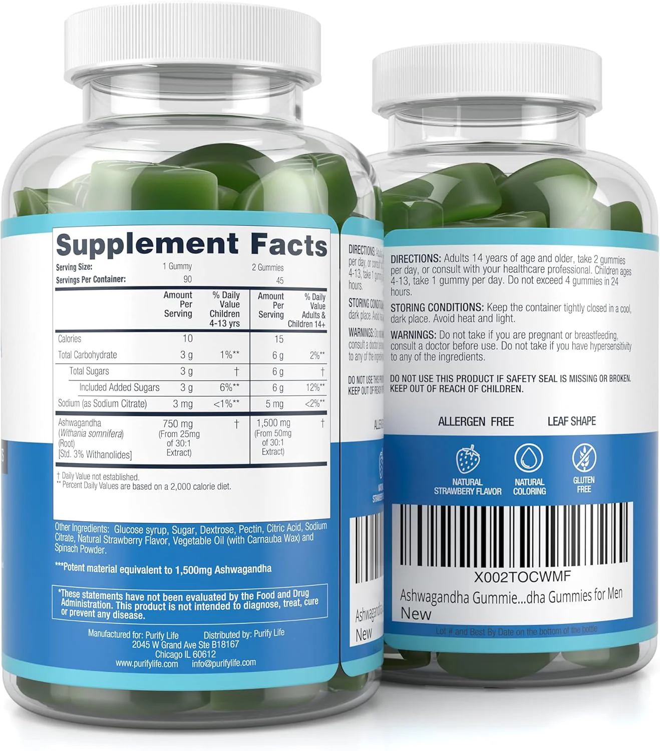 Ashwagandha Gummies for Anxiety & Stress Relief - Vegan Mood Support for Men & Women 90ct - Image 7