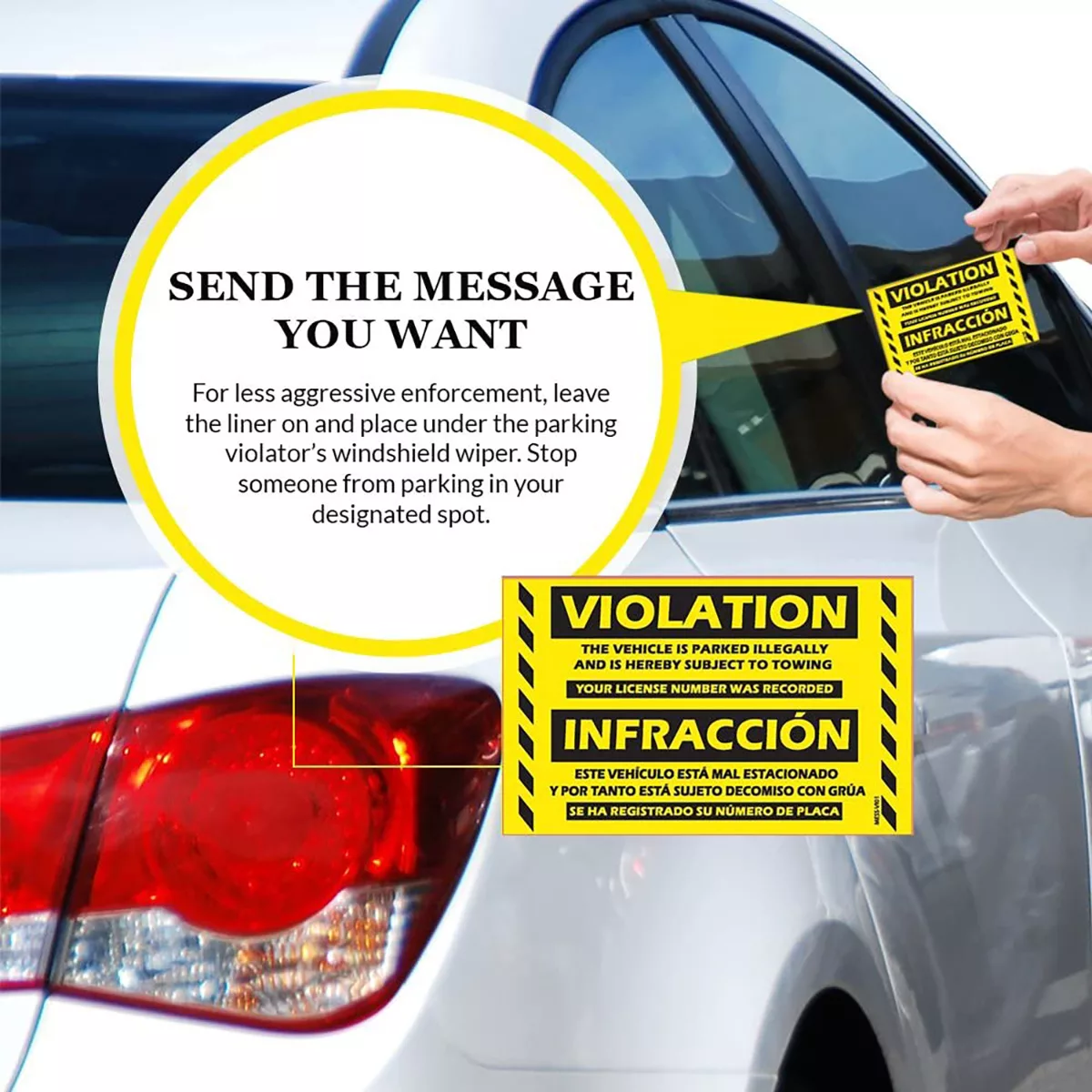 "Bilingual Spanish Violation" Yellow Very Hard to Remove Parking Stickers - Image 3