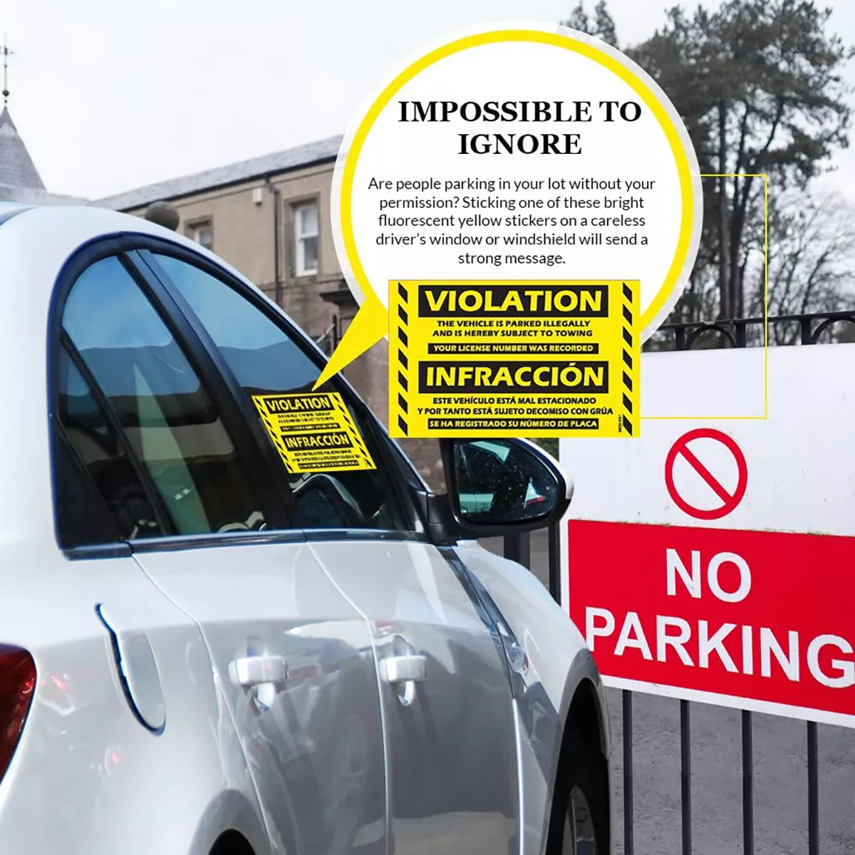 "Bilingual Spanish Violation" Yellow Very Hard to Remove Parking Stickers - Image 4