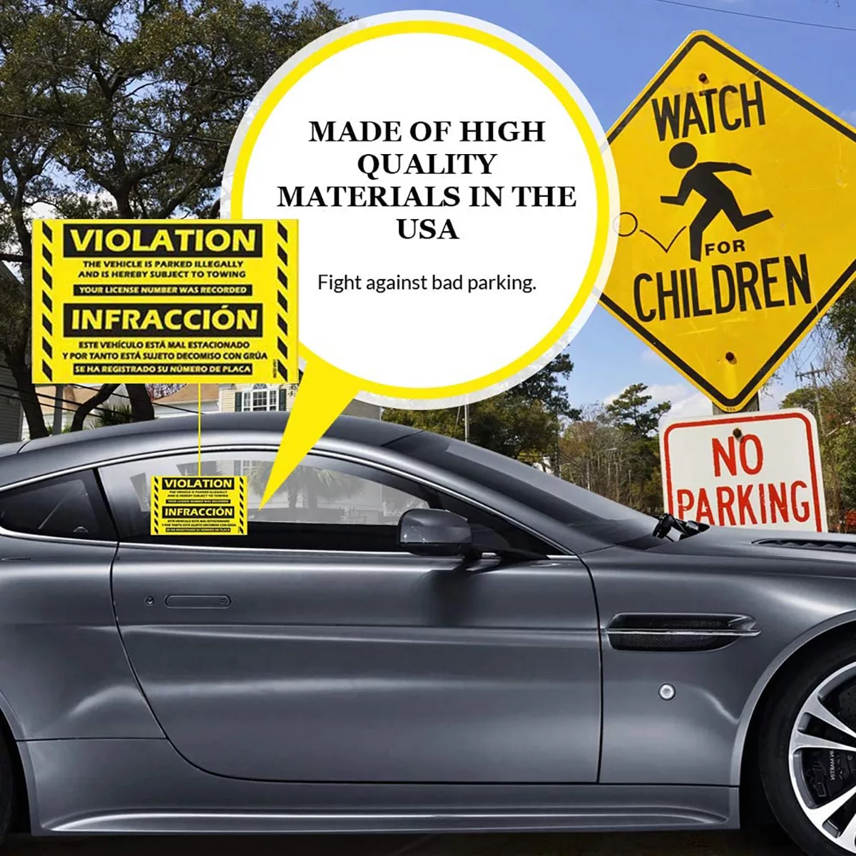 "Bilingual Spanish Violation" Yellow Very Hard to Remove Parking Stickers - Image 5