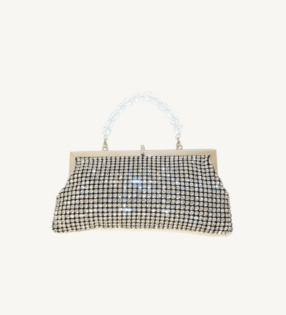 Black with Crystals Frame Clutch - Image 2