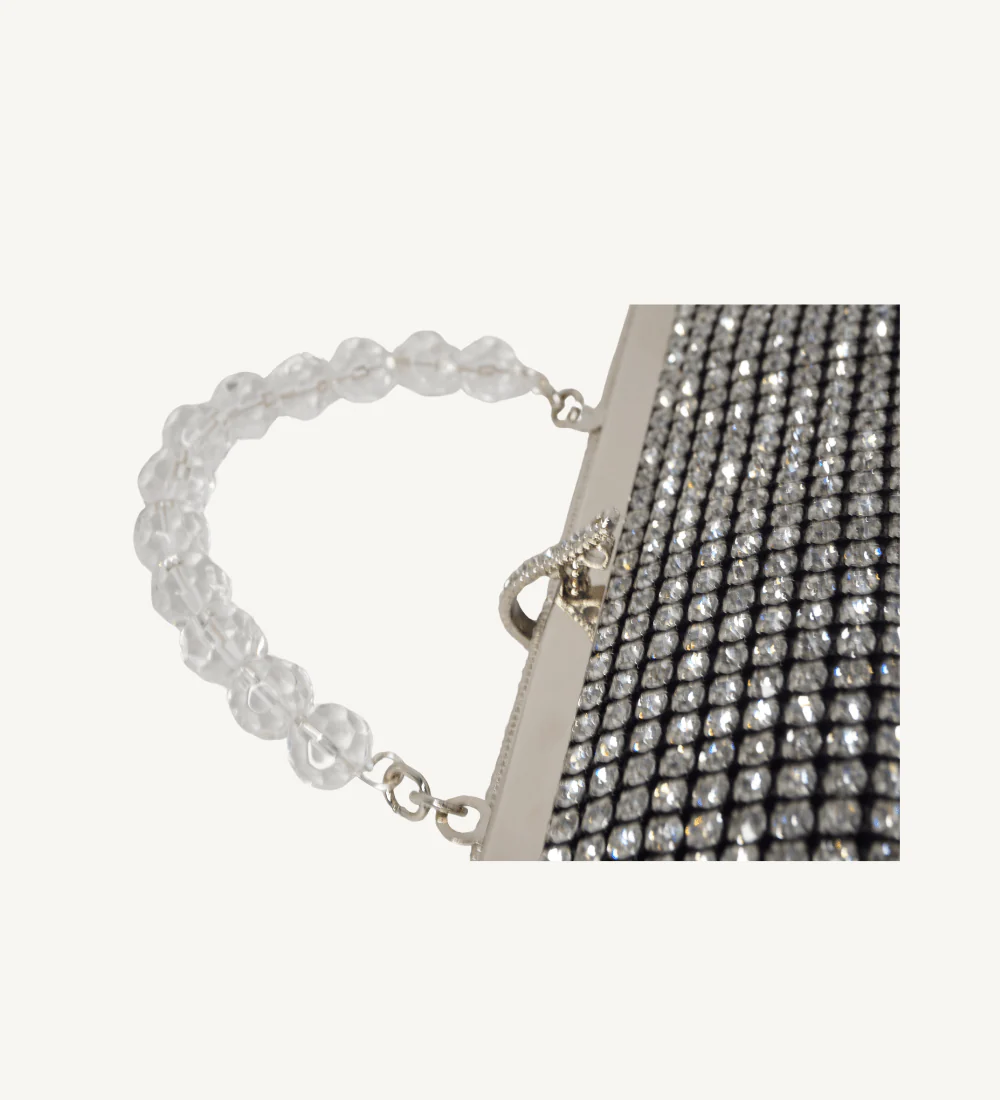 Black with Crystals Frame Clutch - Image 4