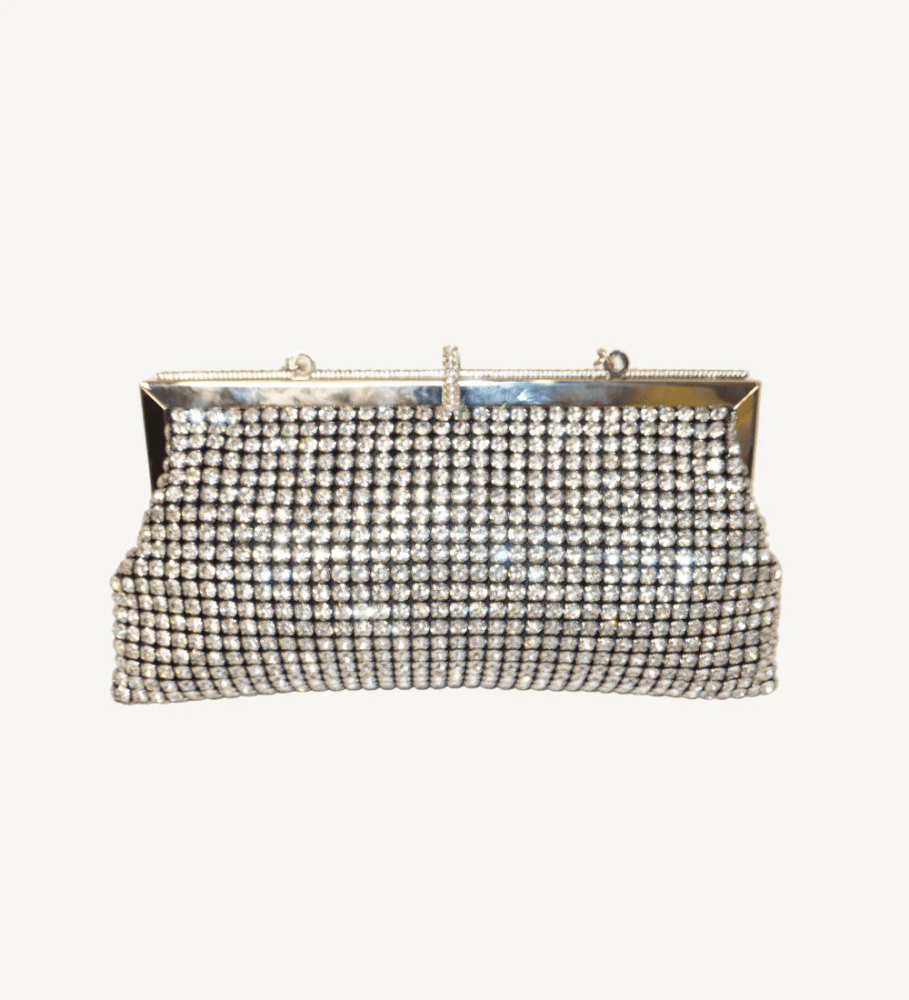Black with Crystals Frame Clutch - Image 5