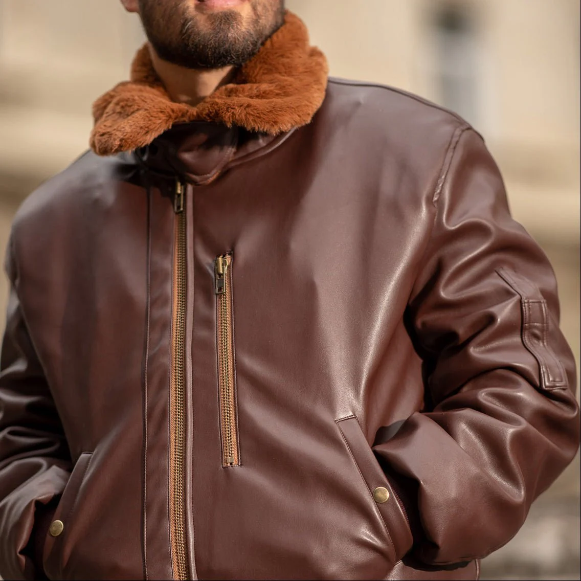 Roland Brown Men’s Aviator Jacket - Image 3