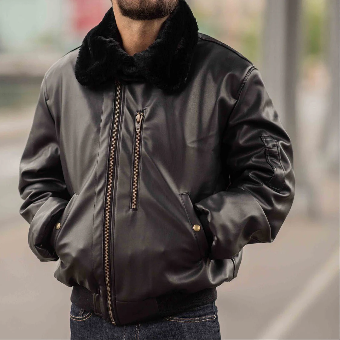 Roland Black Vegan Aviator Jacket (Men) - Image 3
