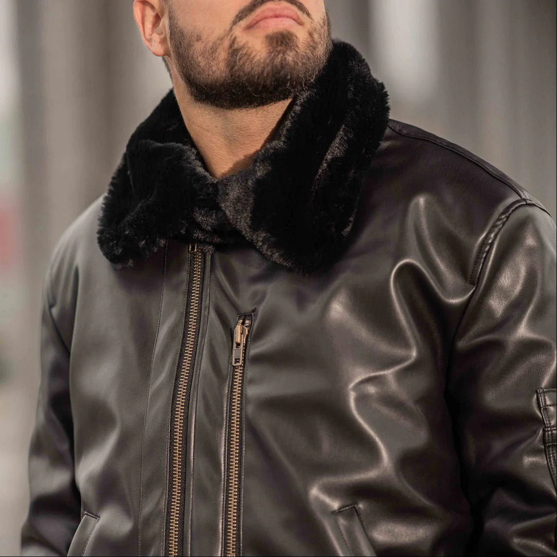 Roland Black Vegan Aviator Jacket (Men) - Image 5