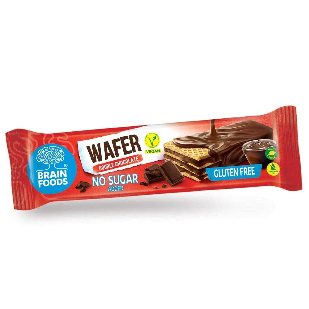 BRAIN FOODS Double Chocolate Gluten Free Vegan Wafer, Box of 12 - Image 2