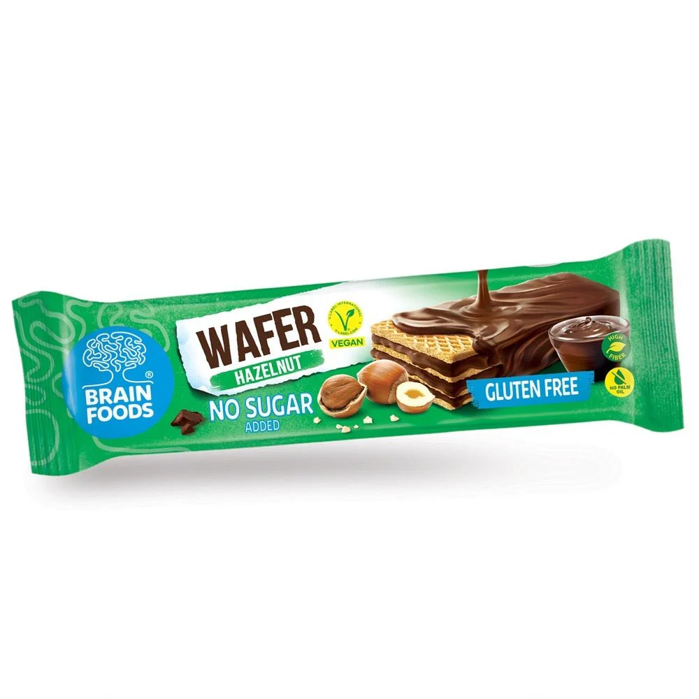 BRAIN FOODS Hazelnut Chocolate Gluten Free Vegan Wafer, Box of 12 - Image 2