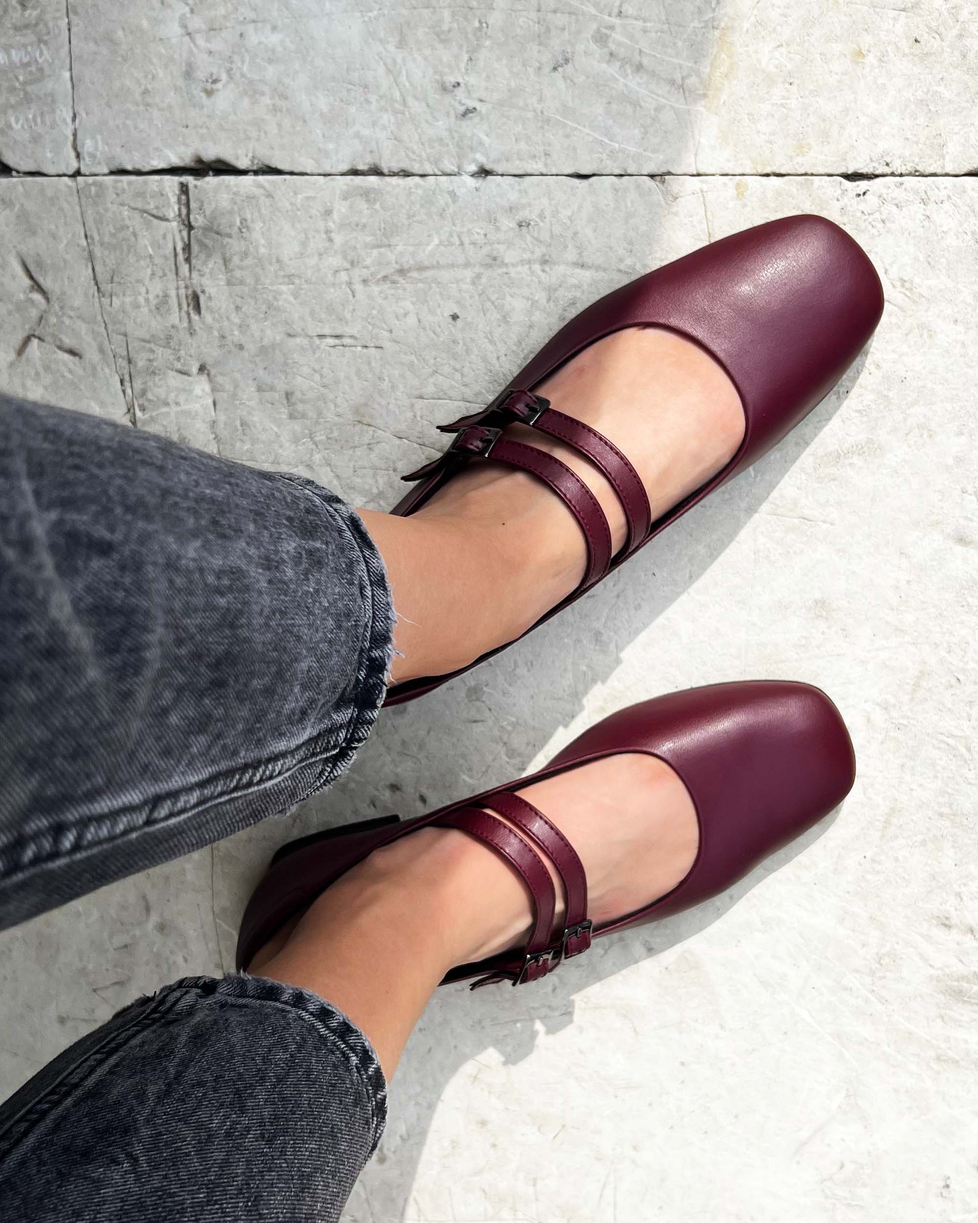 Cherry Mary Jane Pumps burgundy ballerinas - Image 7