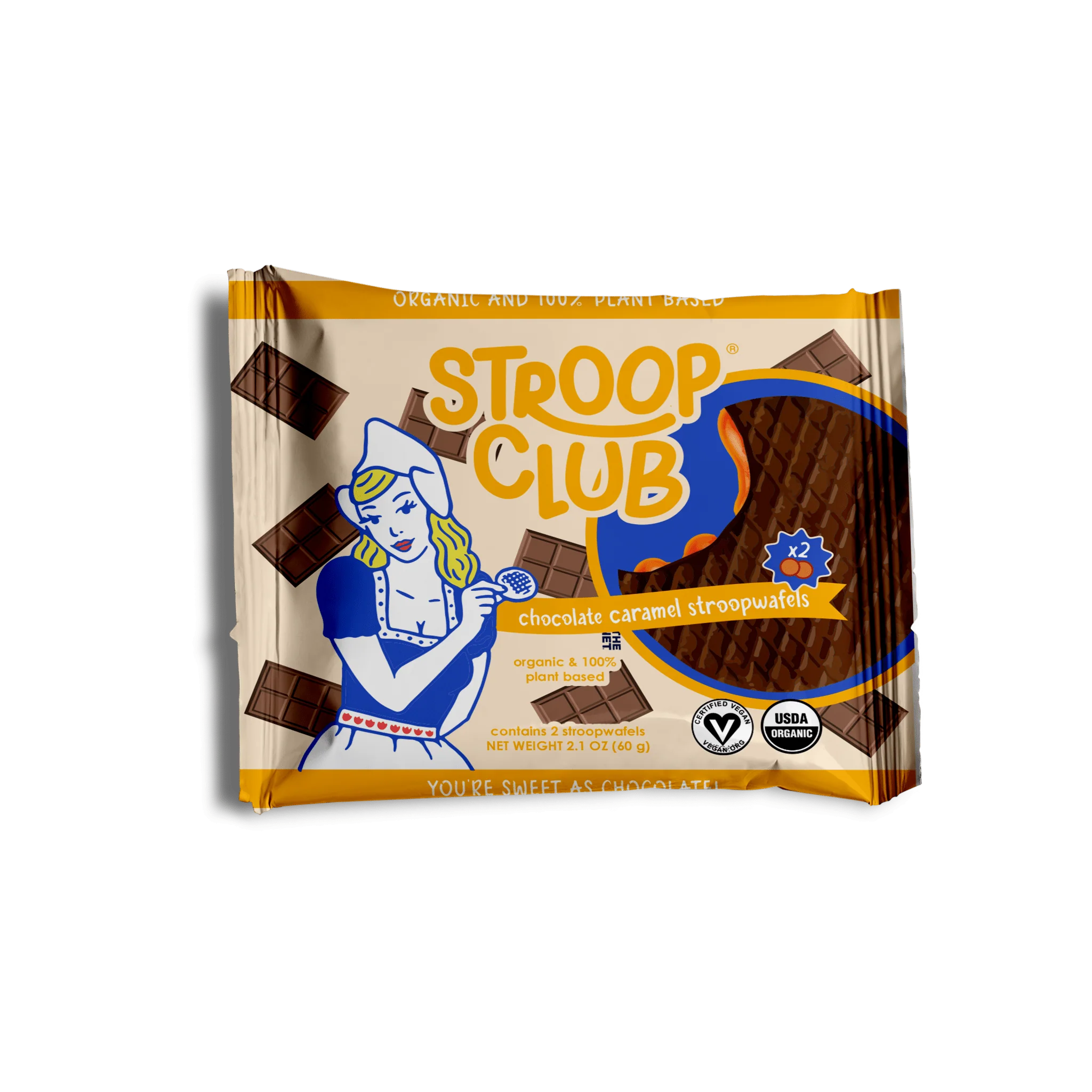 Chocolate Caramel Plant Based and Organic Stroopwafels (box of 12x 2-pack - 24 total) - Image 3