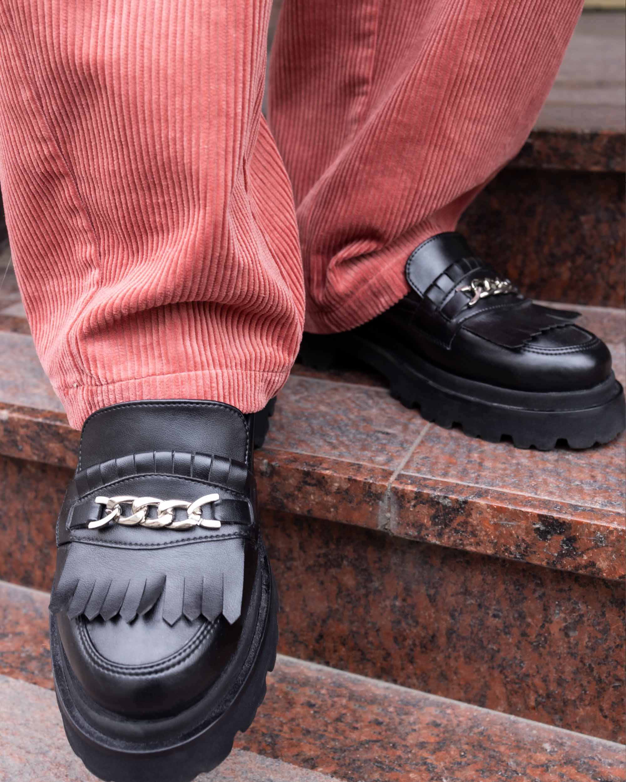 Chunky Loafers Black Grape Leather Loafers - Image 6