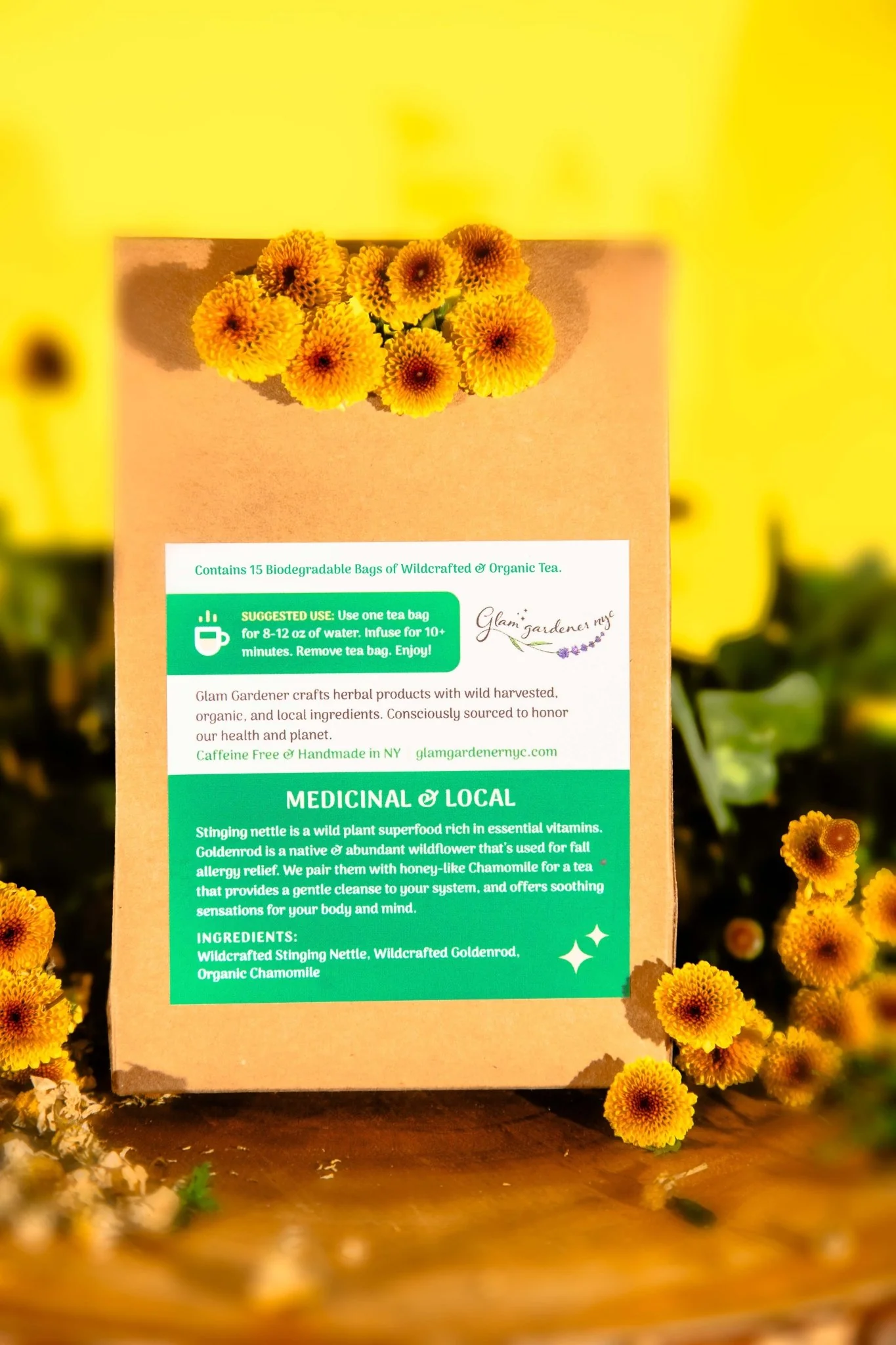CLEANSE & RELIEF | Anti-inflammatory, nervine & allergy support • Pre-bagged herbal tea with Goldenrod, Stinging nettle, and Chamomile • 100% Wildcrafted & organic - Image 3