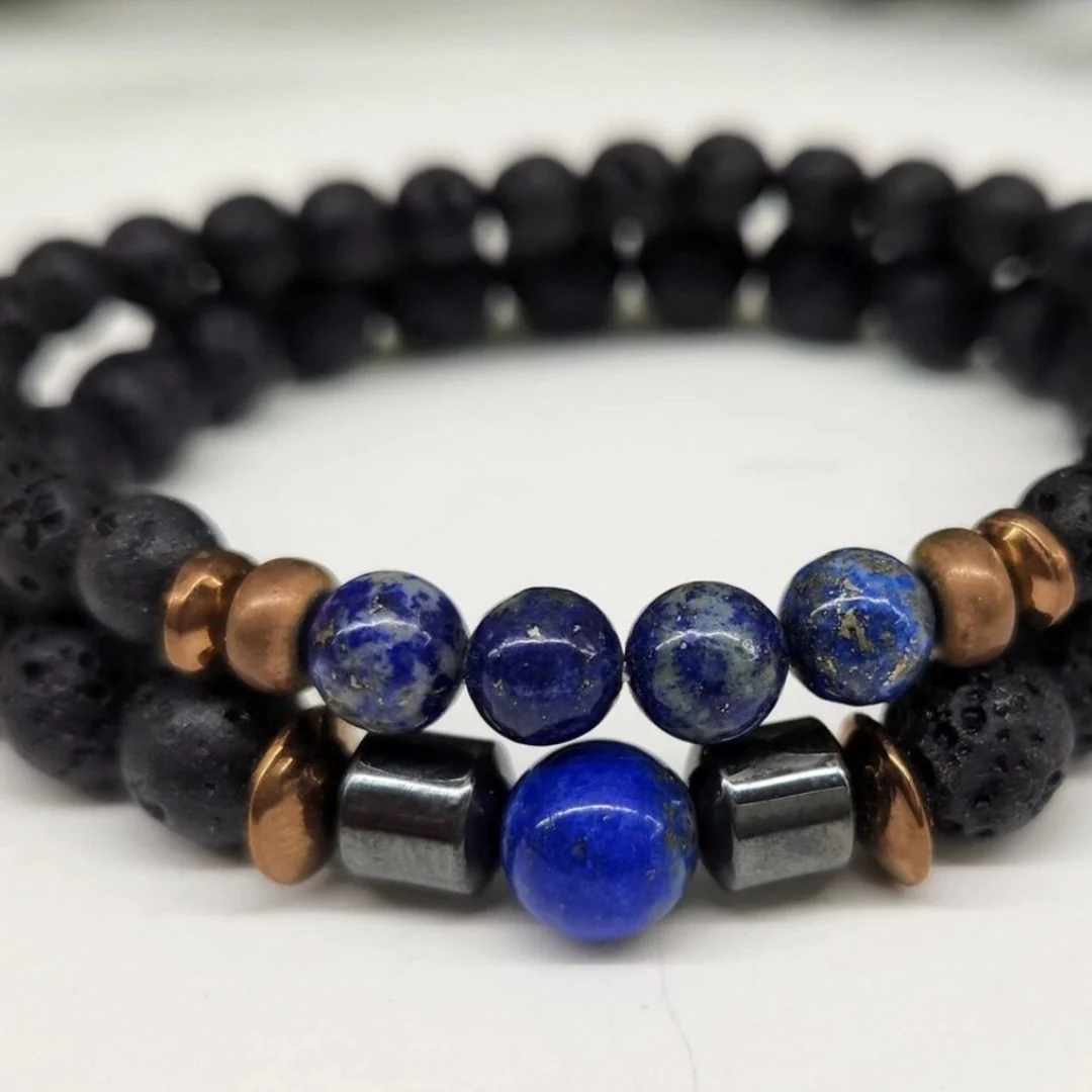 Crystal Black Lava Two Beaded Bracelet Sets - Image 10