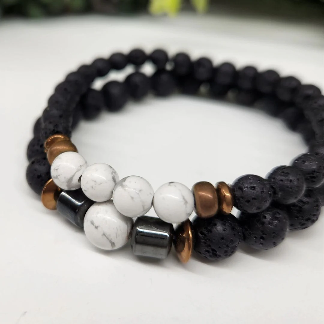 Crystal Black Lava Two Beaded Bracelet Sets - Image 13