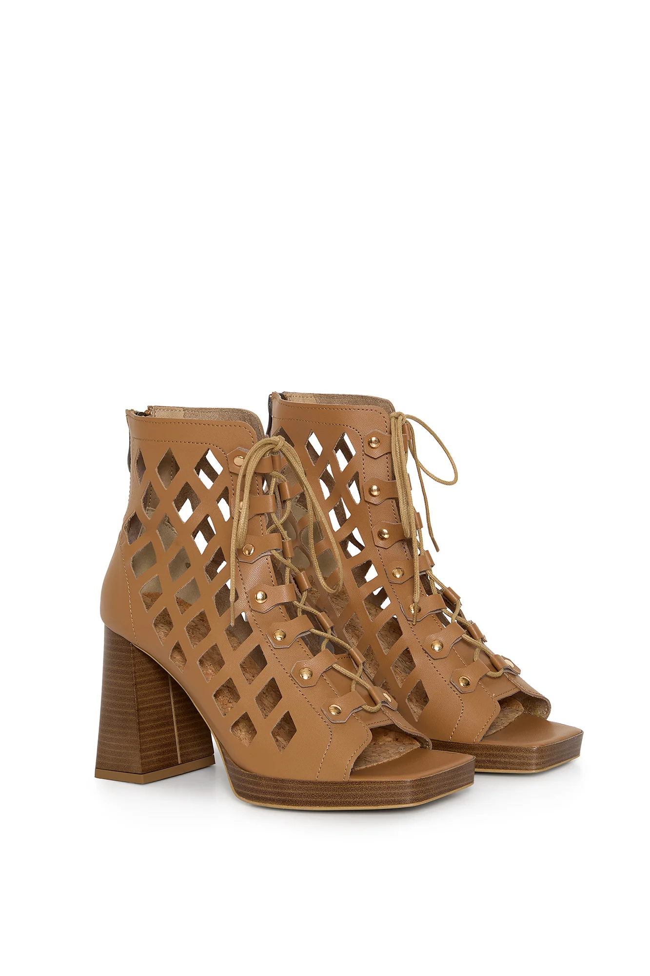 DANCE YOUR WAY (toffi) – cut-out block heel sandals made from mushroom leather - Image 3