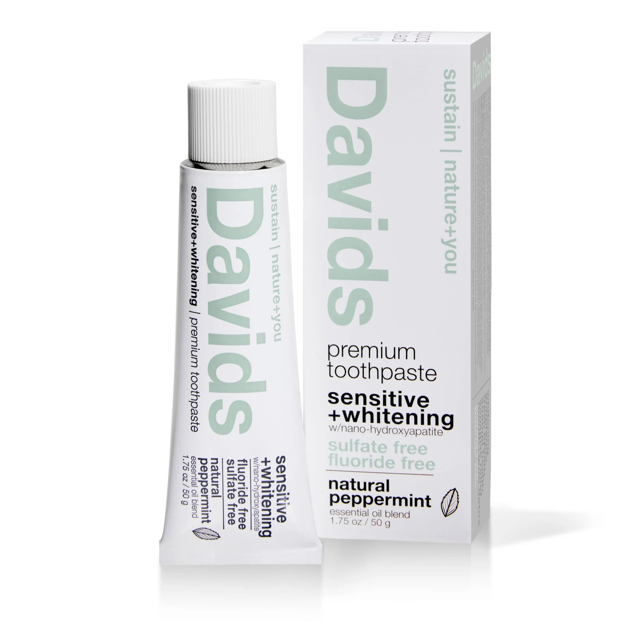 Davids Premium Toothpaste - Travel Size - Sensitive+Whitening - Peppermint - Image 2
