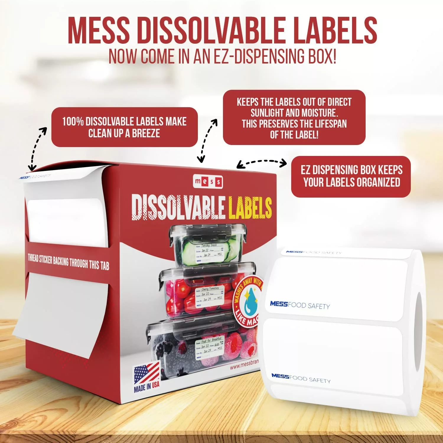 Dissolvable Food Labels with EZ-Dispensing Box (White/Blank) - Image 3