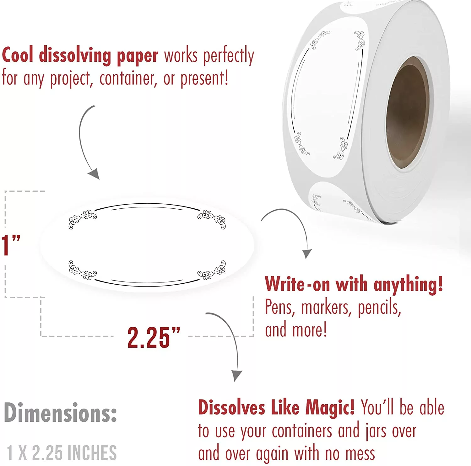 Dissolvable Oval Canning Labels 150/Roll 1x2.25" - Image 4