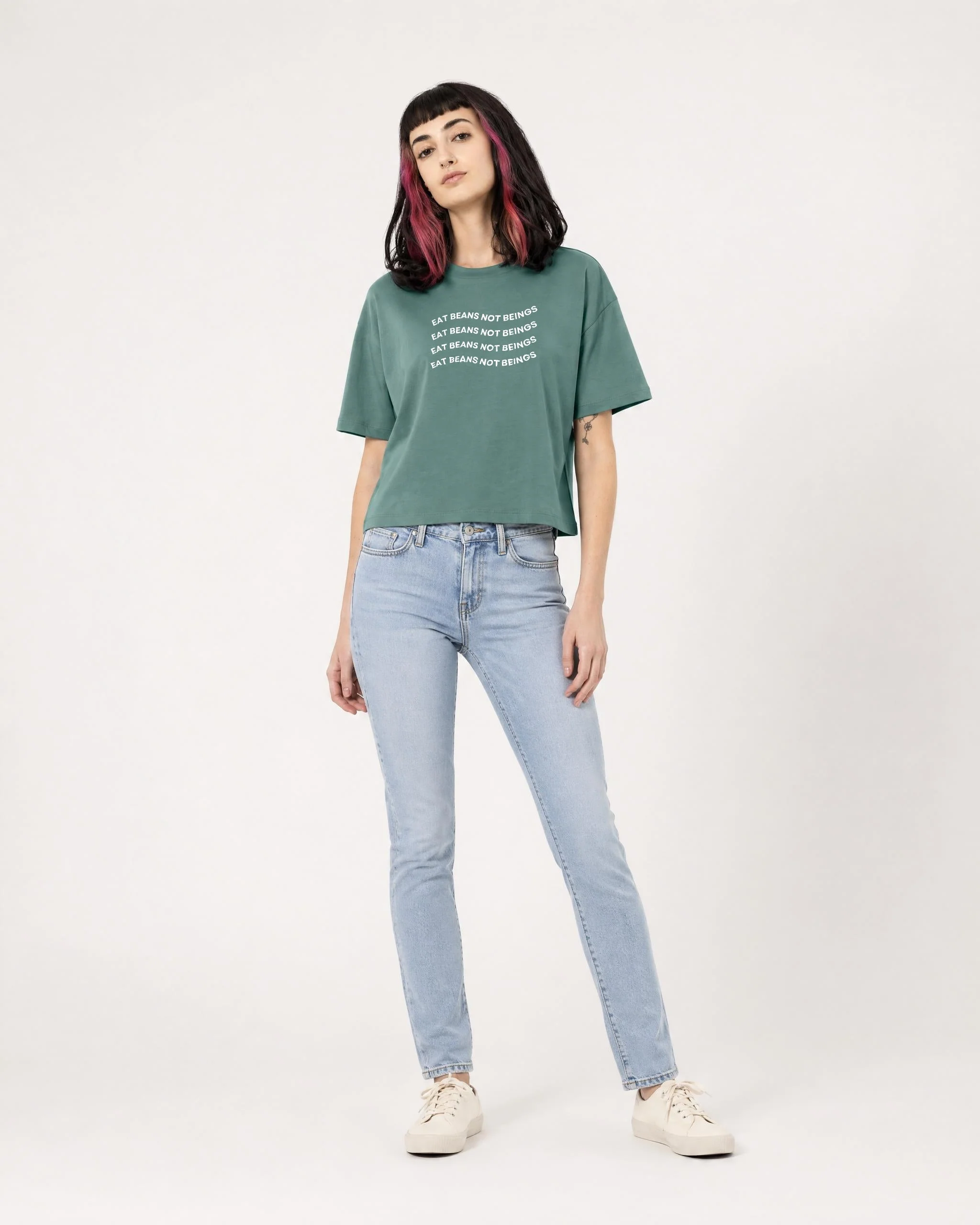 Eat Beans Not Beings Women's Boxy T-Shirt - Image 2