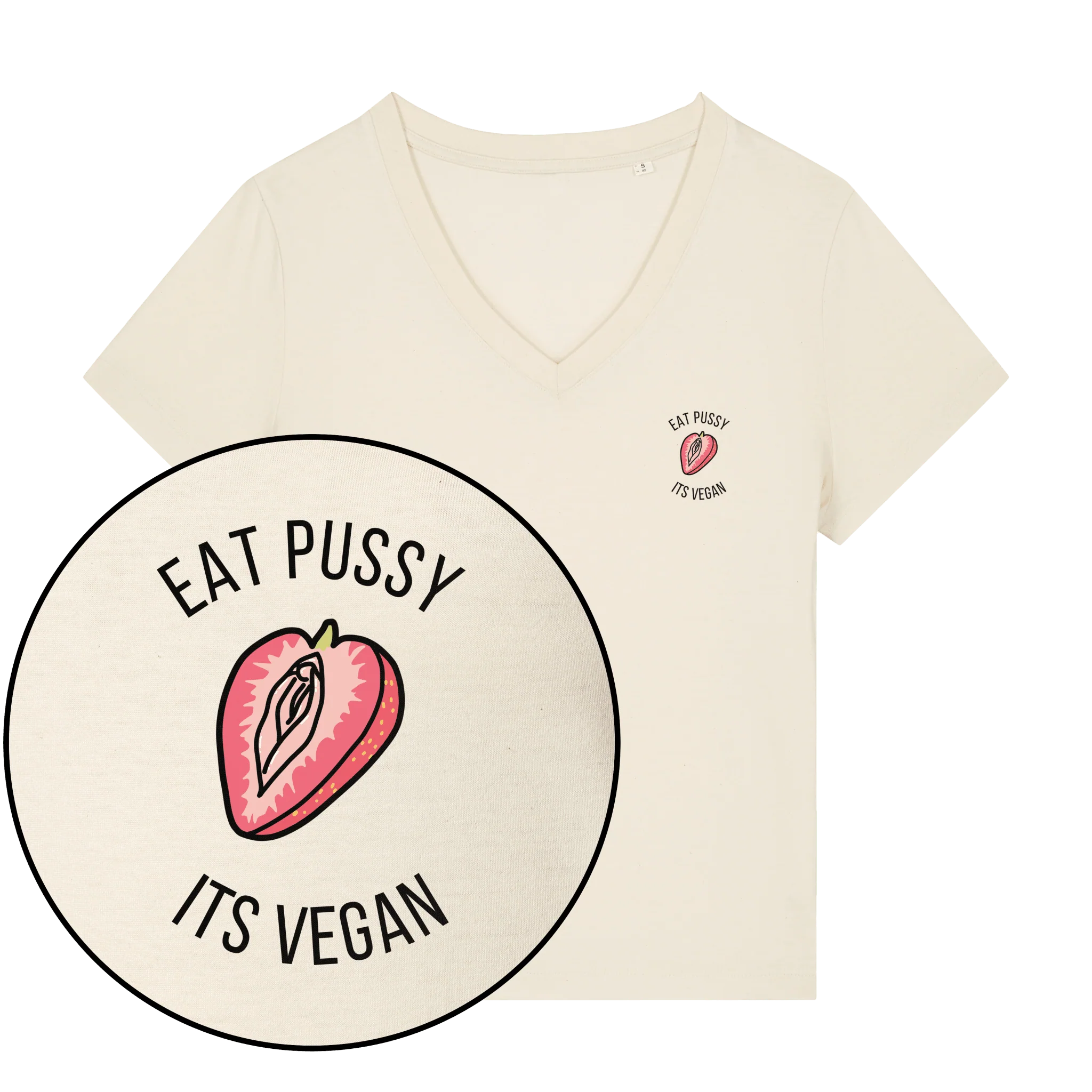 Eat Pussy It's Vegan Women's V Neck T-Shirt - Image 3