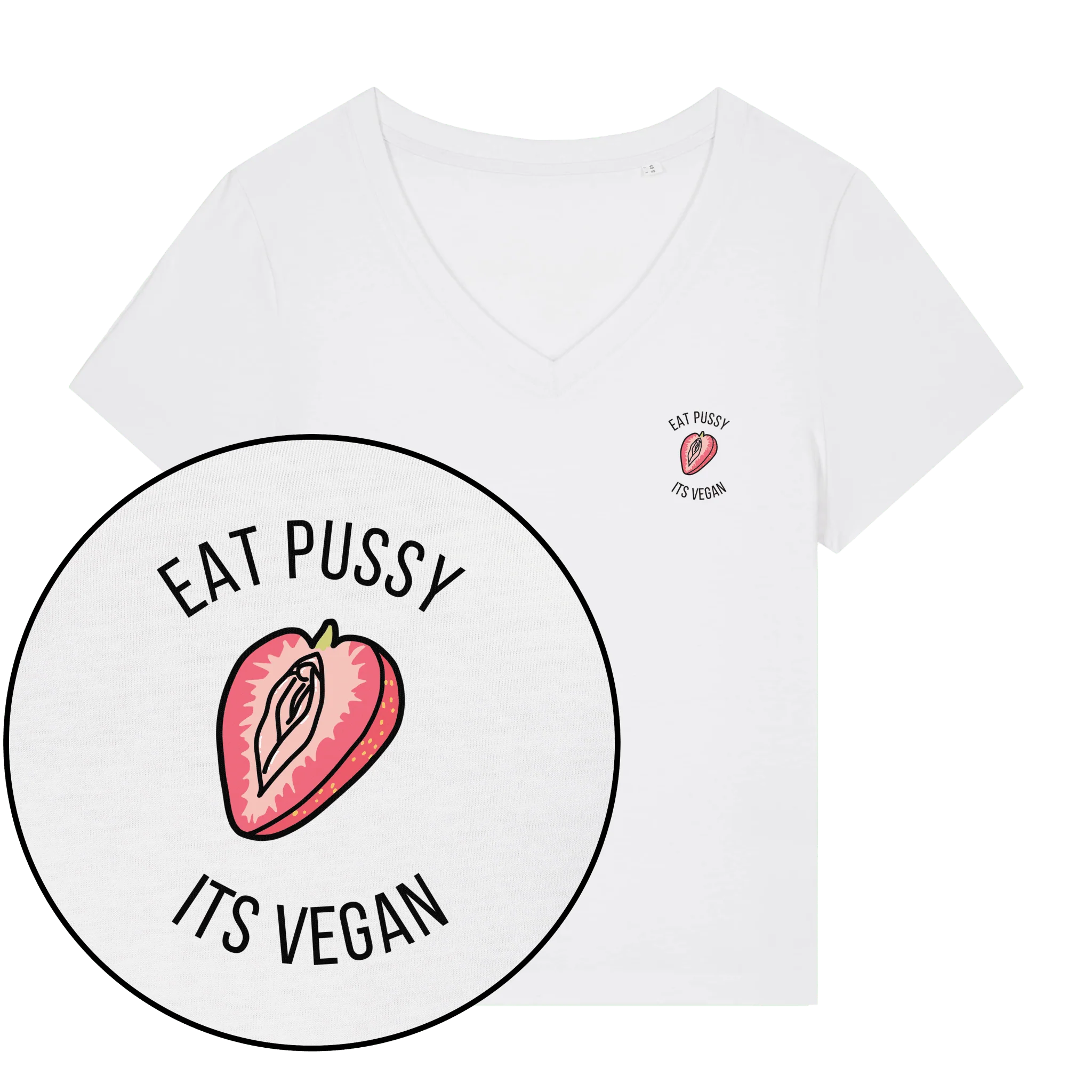 Eat Pussy It's Vegan Women's V Neck T-Shirt - Image 4