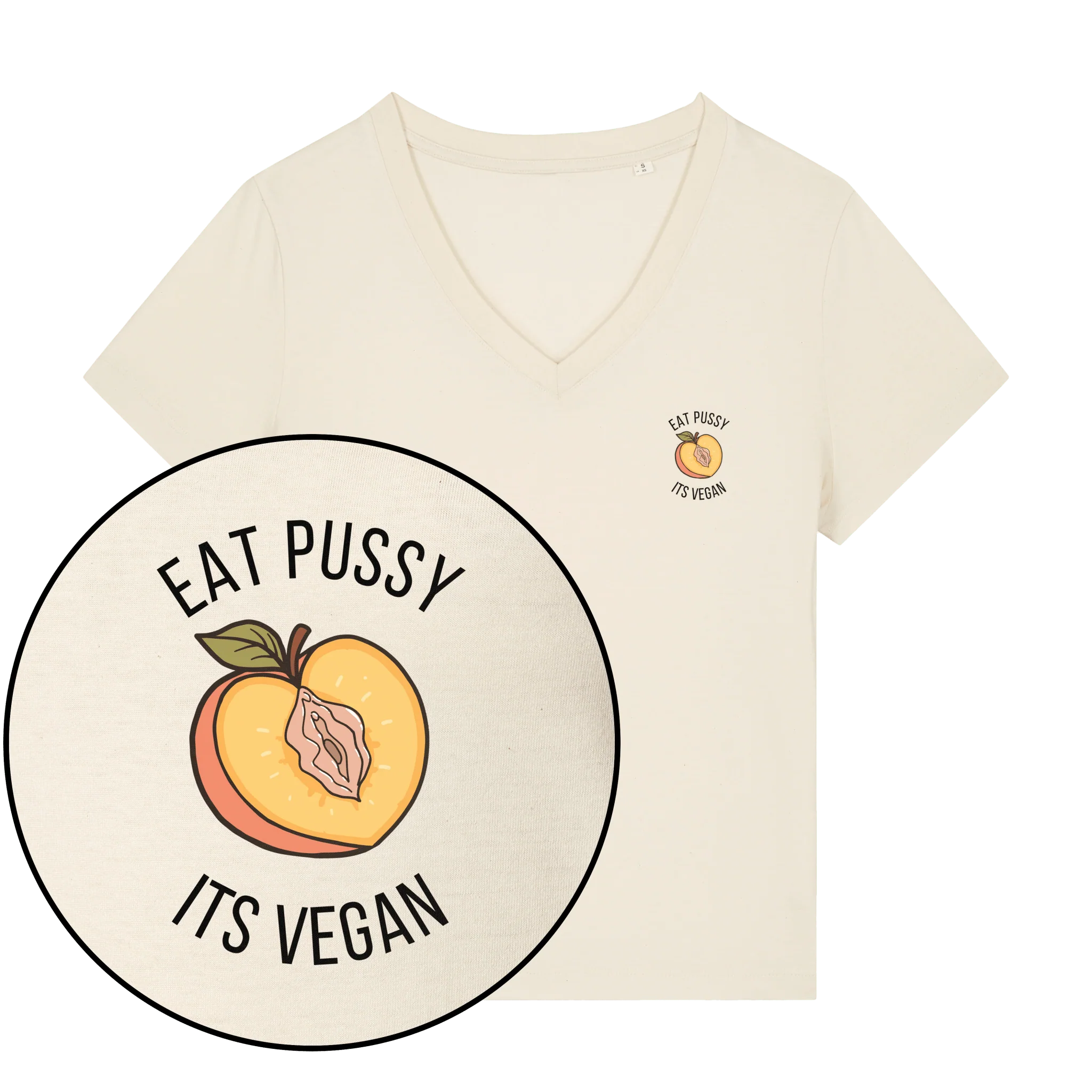 Eat Pussy It's Vegan Women's V Neck T-Shirt - Image 3