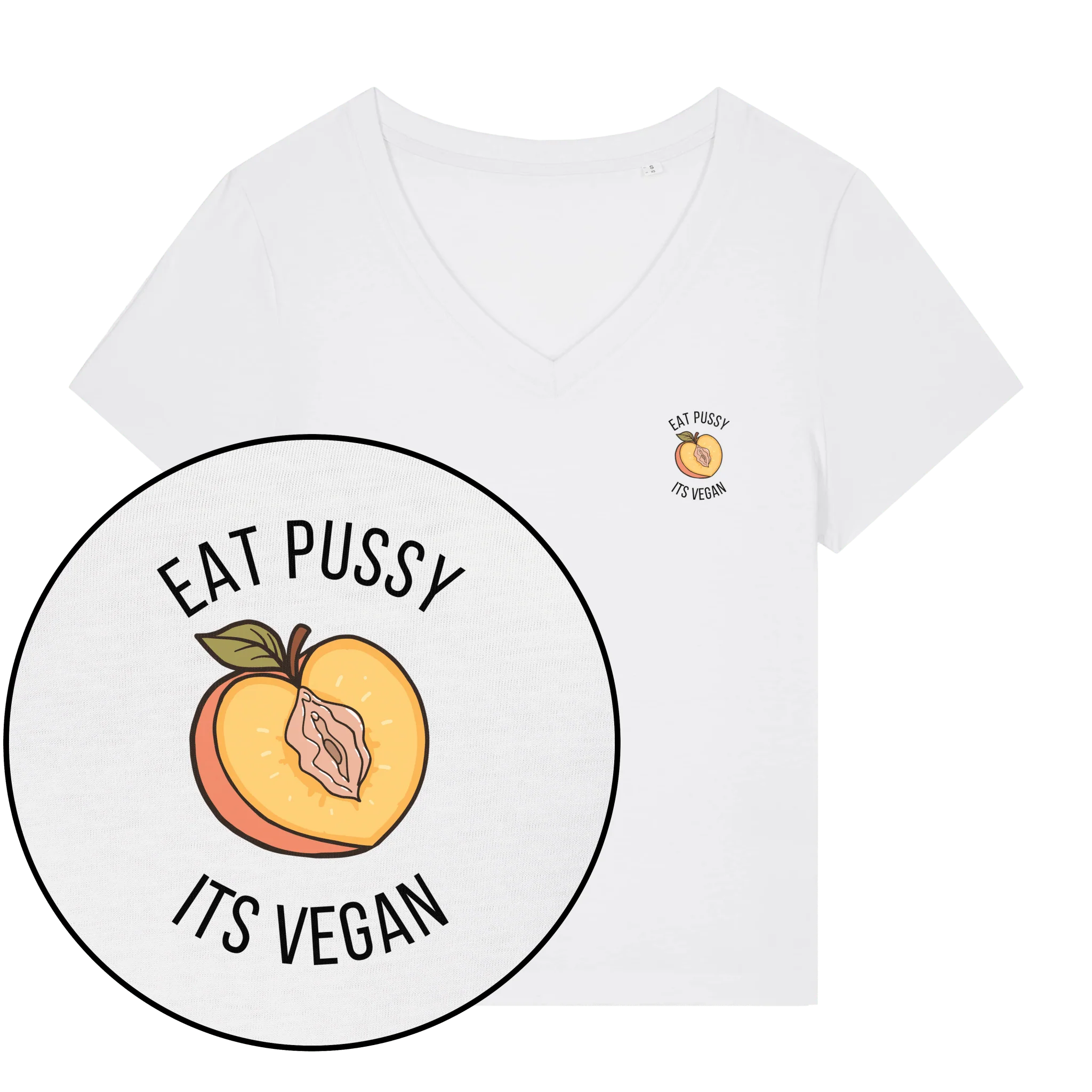 Eat Pussy It's Vegan Women's V Neck T-Shirt - Image 4