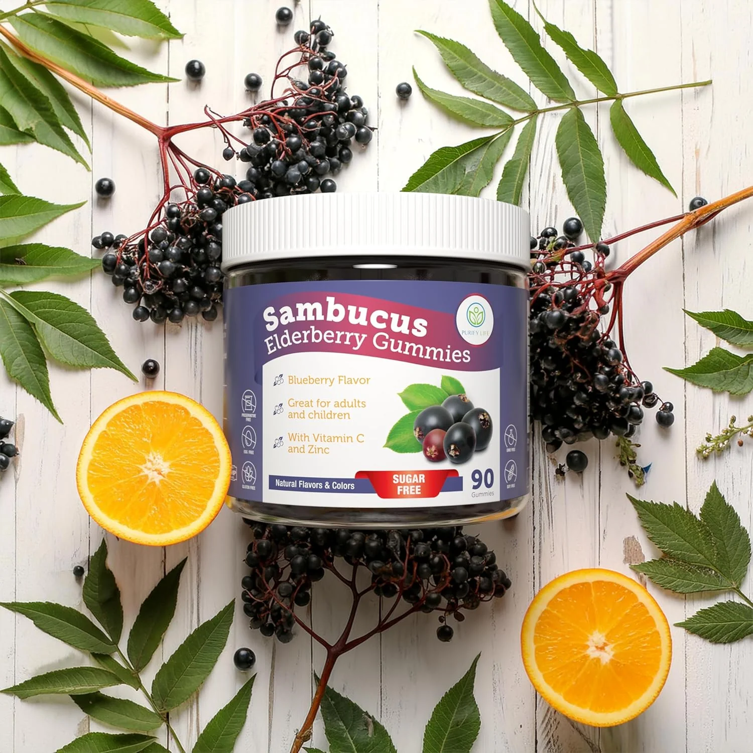 Elderberry Gummies With Zinc & Vitamin C - For Kids and Adults - 90 Gummy Supply - Image 2