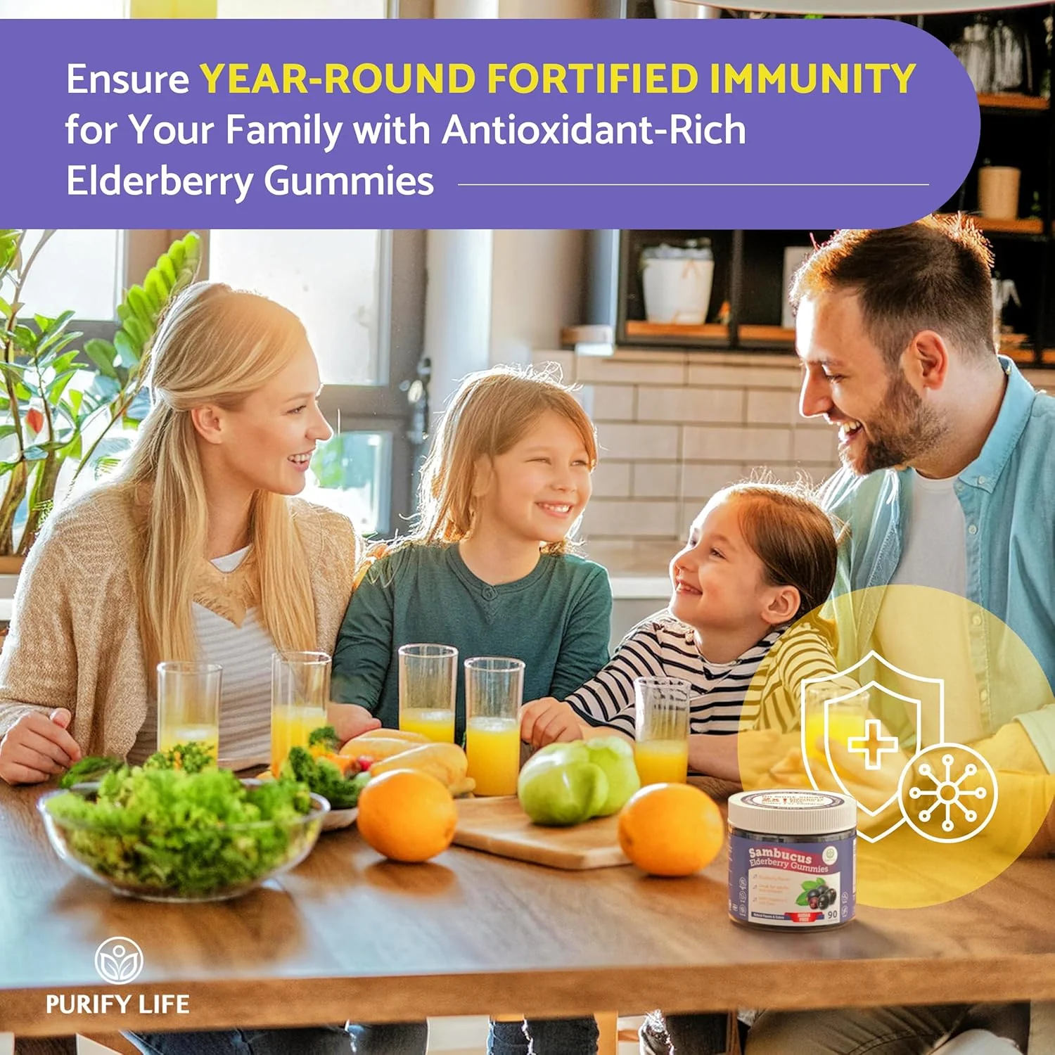 Elderberry Gummies With Zinc & Vitamin C - For Kids and Adults - 90 Gummy Supply - Image 4