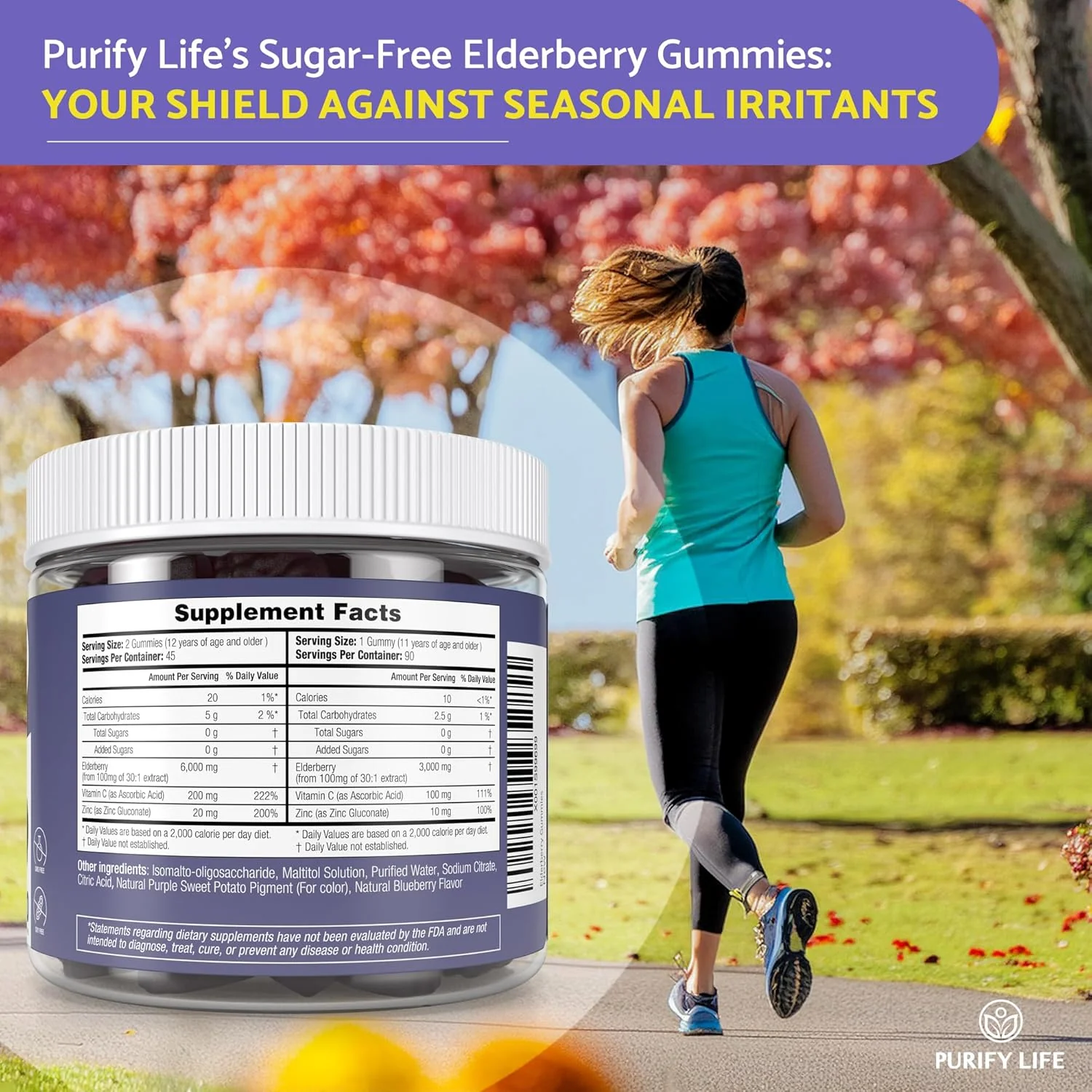 Elderberry Gummies With Zinc & Vitamin C - For Kids and Adults - 90 Gummy Supply - Image 5