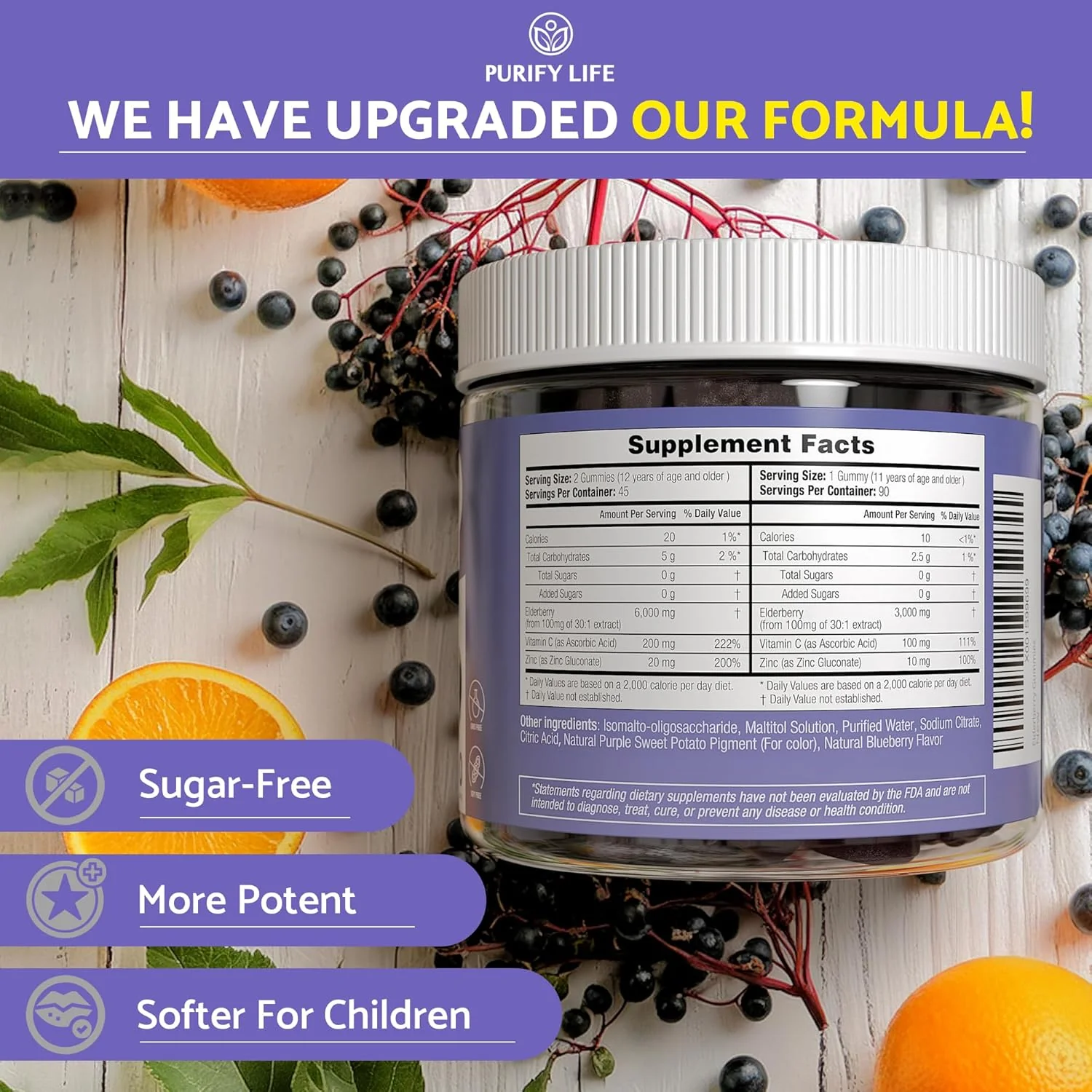 Elderberry Gummies With Zinc & Vitamin C - For Kids and Adults - 90 Gummy Supply - Image 6