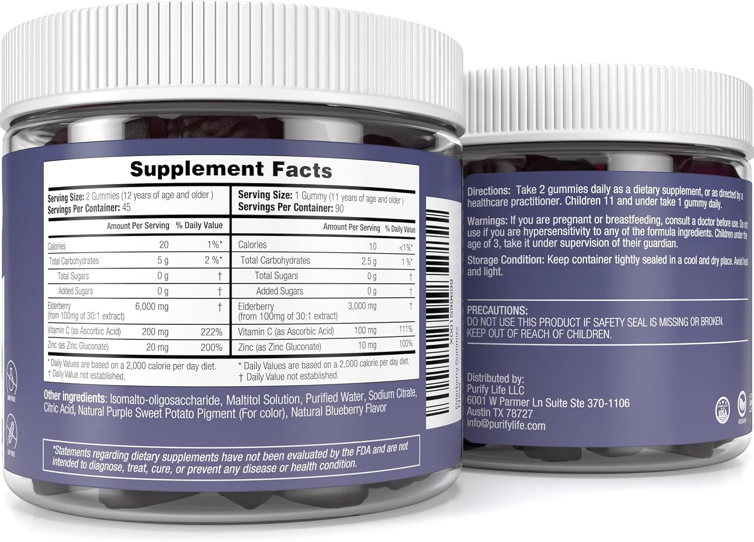 Elderberry Gummies With Zinc & Vitamin C - For Kids and Adults - 90 Gummy Supply - Image 8
