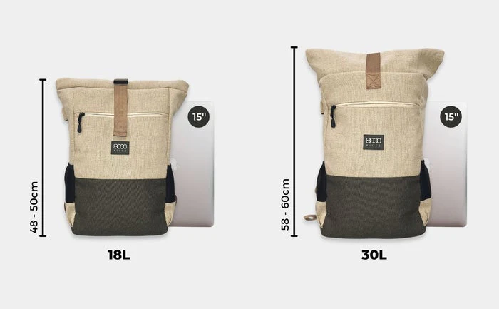 Everyday Hemp Rolltop Backpack in Black - Image 8