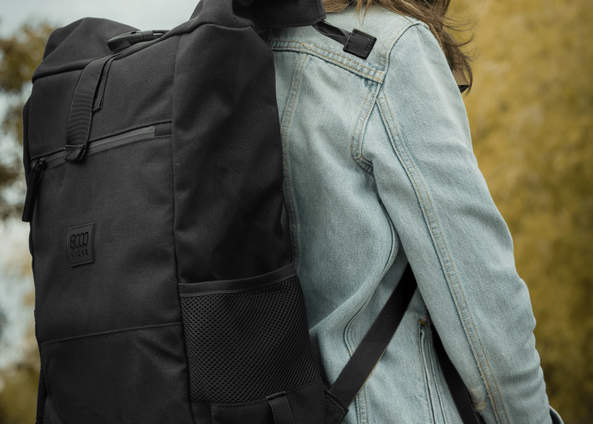 Everyday Hemp Rolltop Backpack in Full Black - Image 4