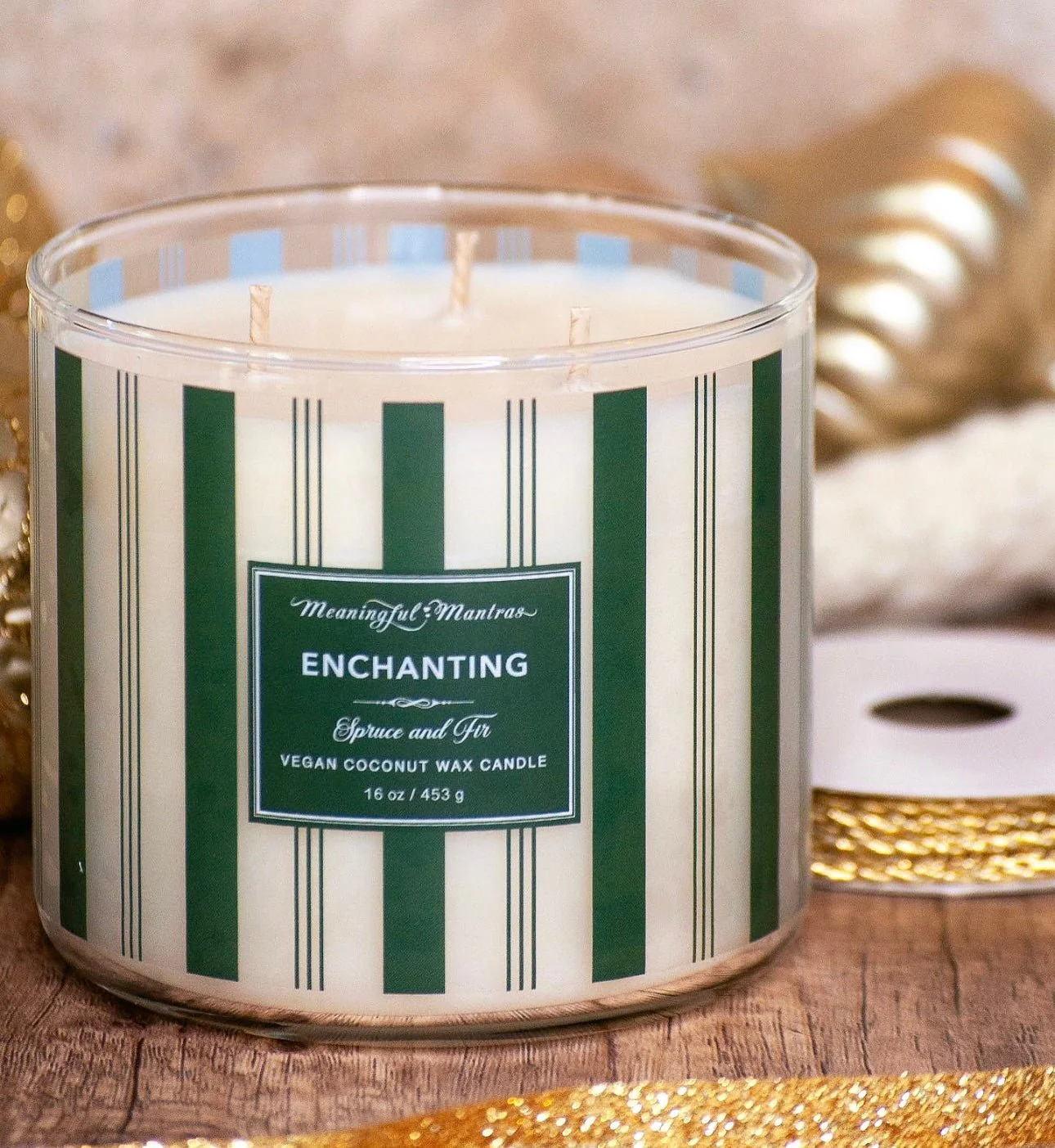 Festive 3-Wick Spruce & Fir 16oz Candle - Image 2