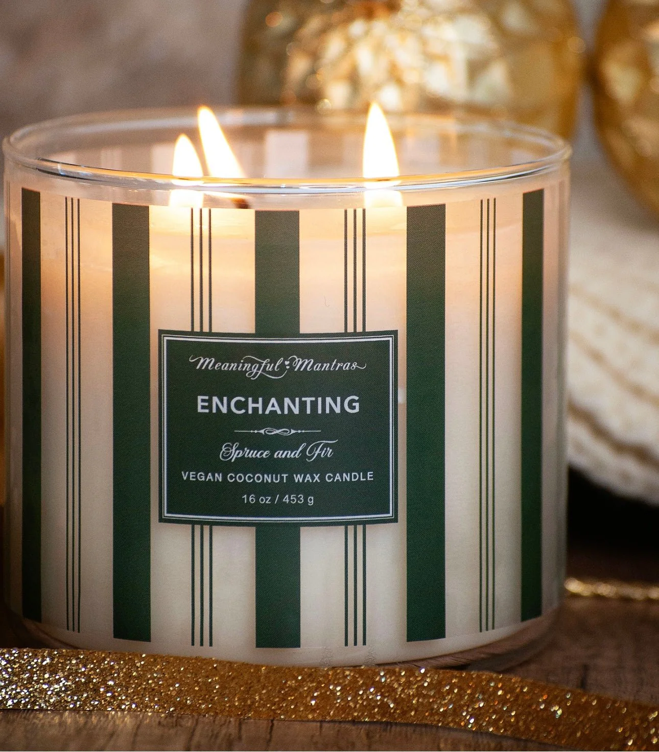 Festive 3-Wick Spruce & Fir 16oz Candle - Image 3