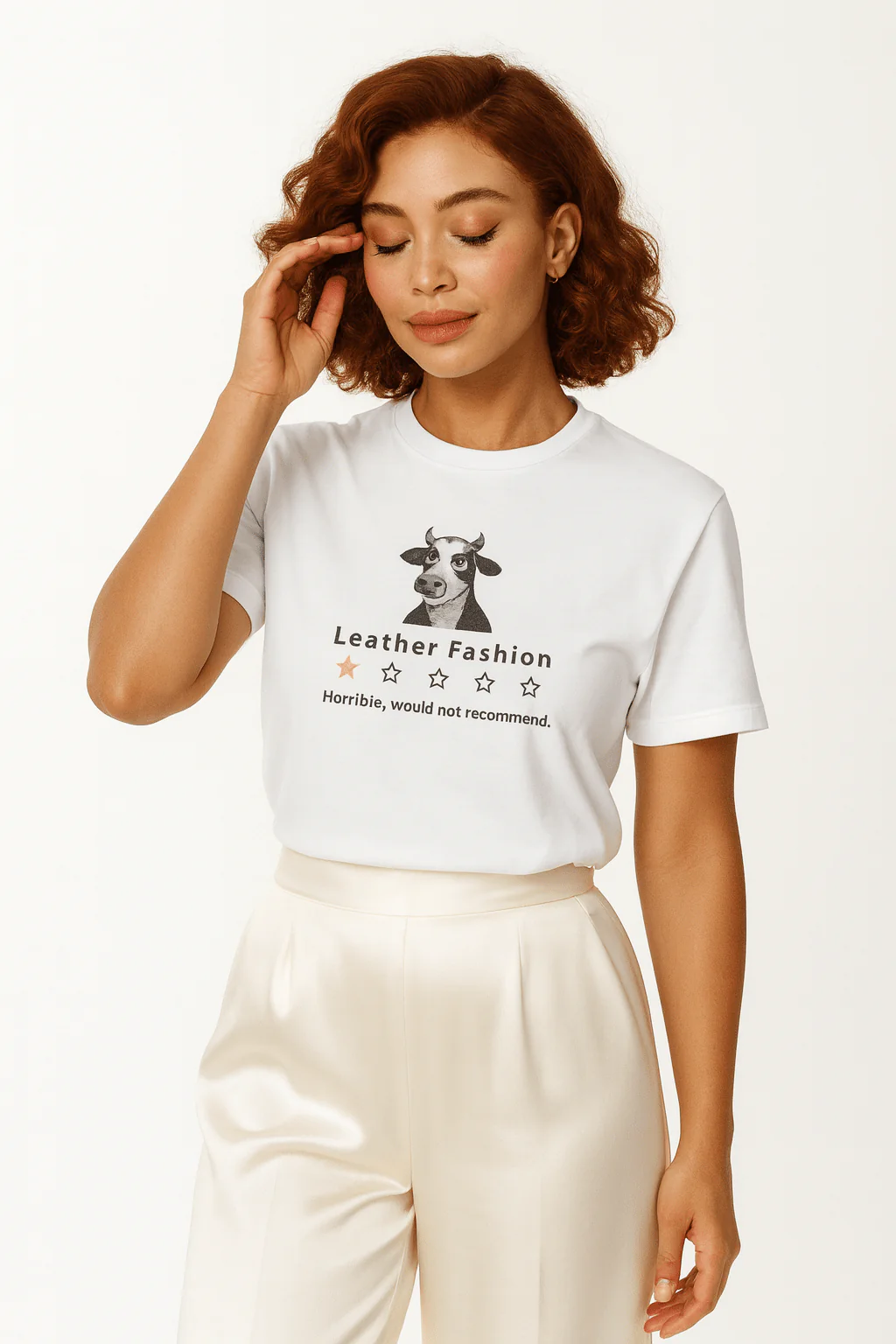 Funny Vegan 'Cow Critic' Premium Tshirt (Light Colors), 100% Cotton