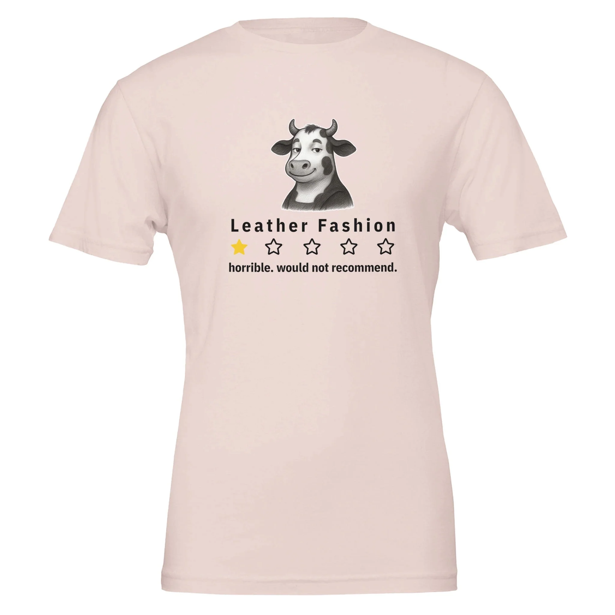 Funny Vegan 'Cow Critic' Premium Tshirt (Light Colors), 100% Cotton - Image 4