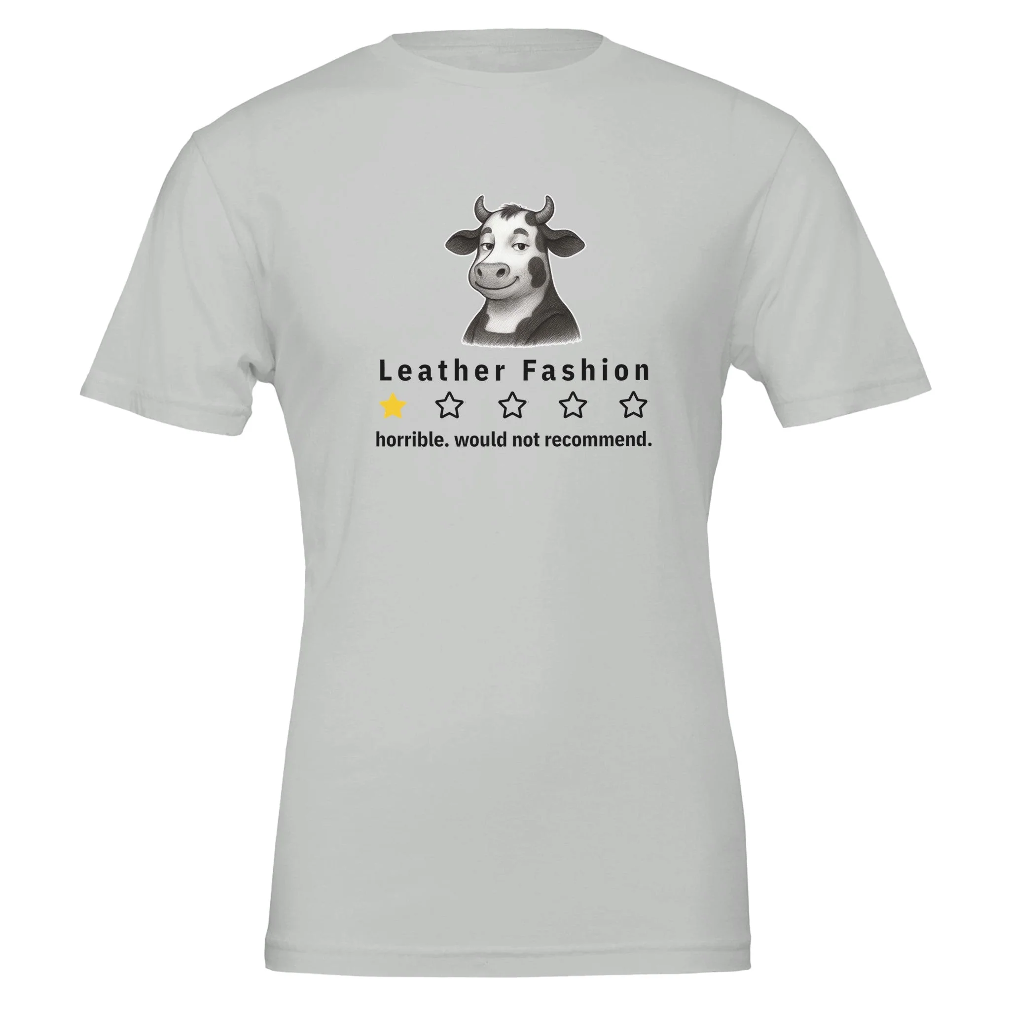 Funny Vegan 'Cow Critic' Premium Tshirt (Light Colors), 100% Cotton - Image 5