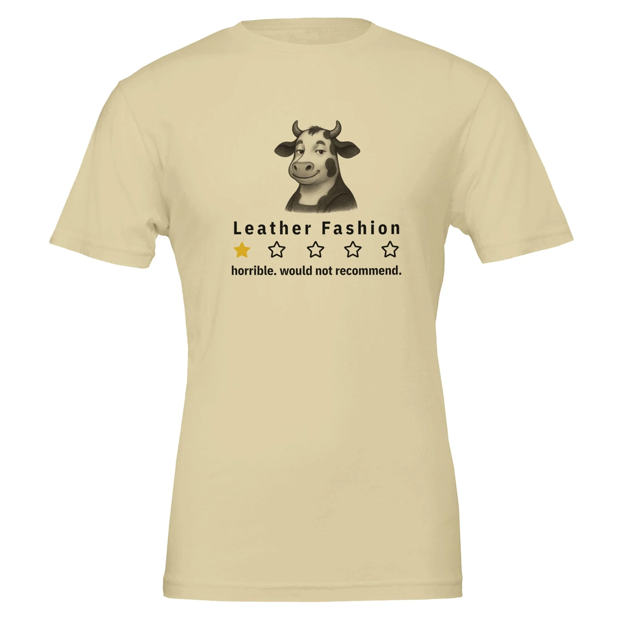Funny Vegan 'Cow Critic' Premium Tshirt (Light Colors), 100% Cotton - Image 6