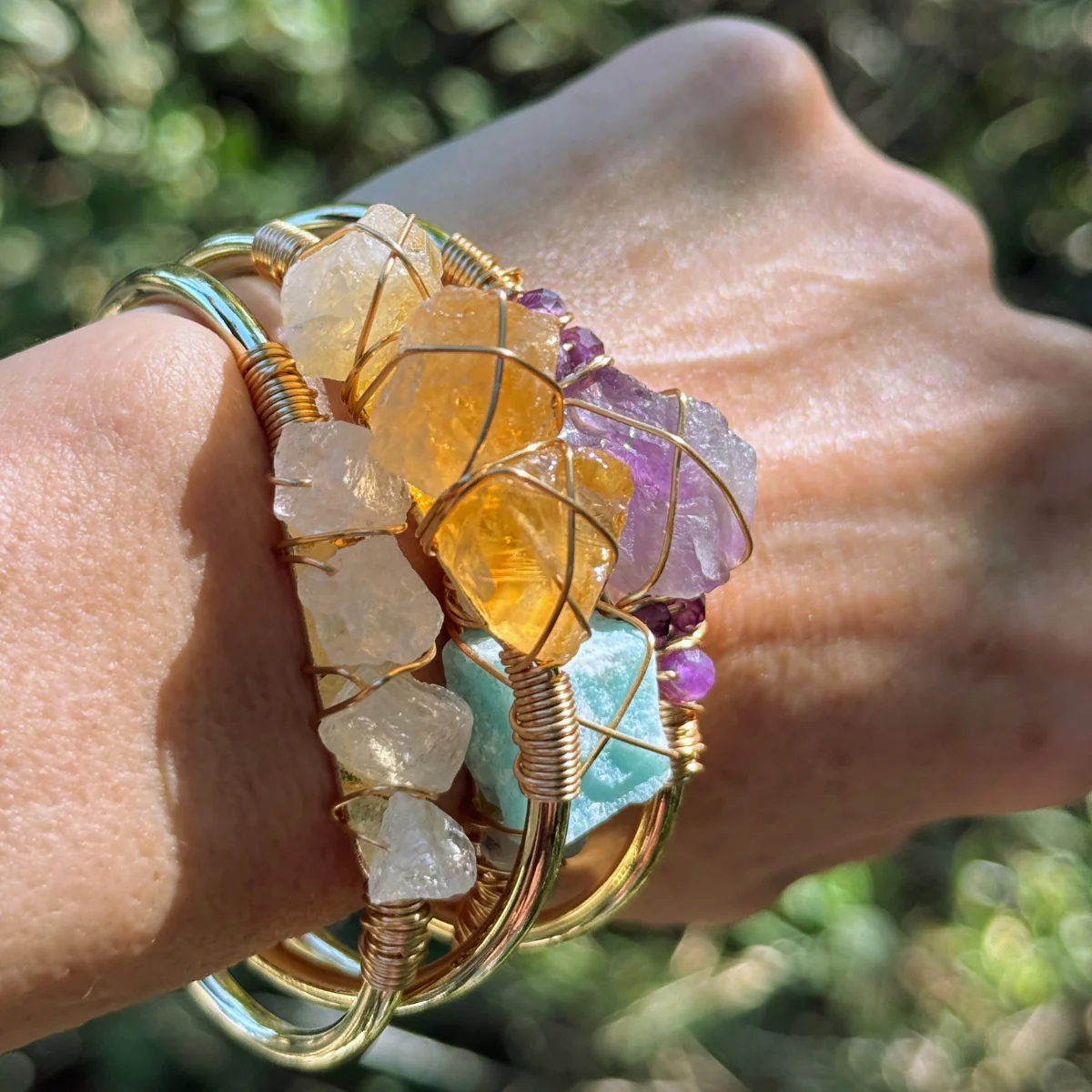 Gemstone Wire-Wrapped Bracelet - Yellow Gold (Rokt Exclusive) - Image 164