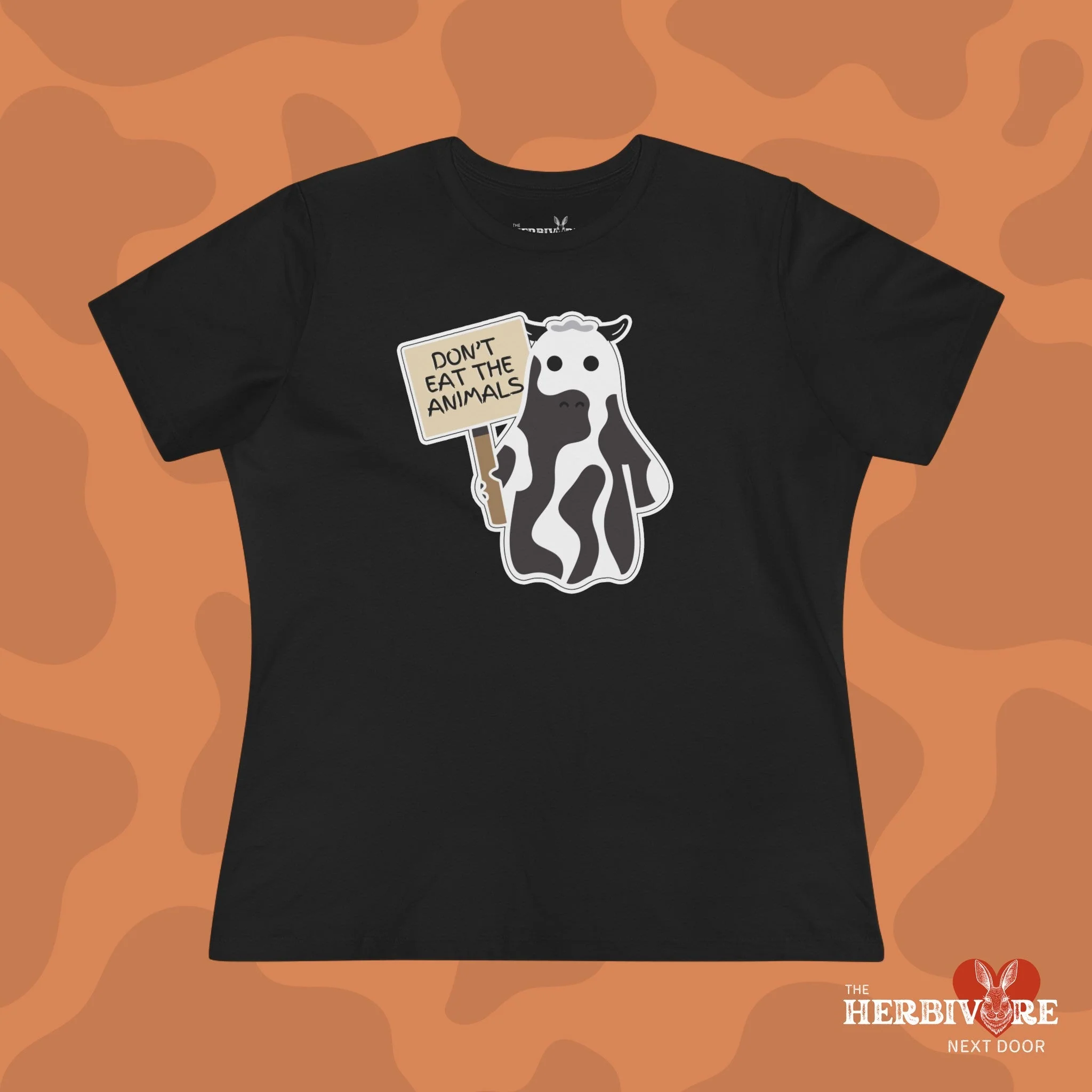 Ghost Cow Don't Eat The Animals Vegan T-Shirt - Women's Style - Image 3