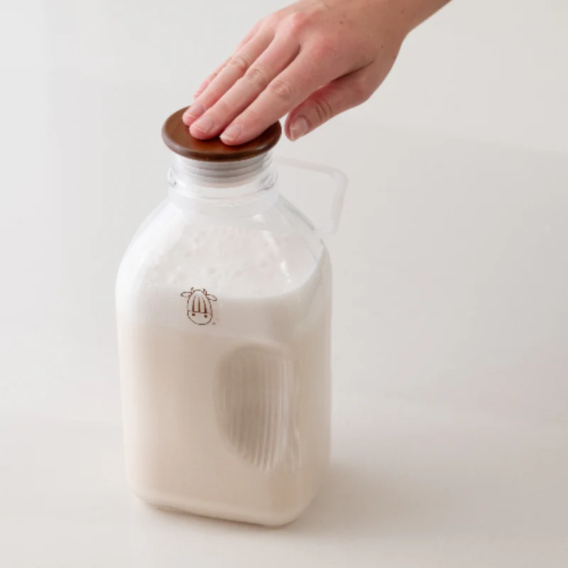 Glass Jug | 60 oz Rectangular Clear Storage Container with Wide Mouth & Wooden Cap - Image 5