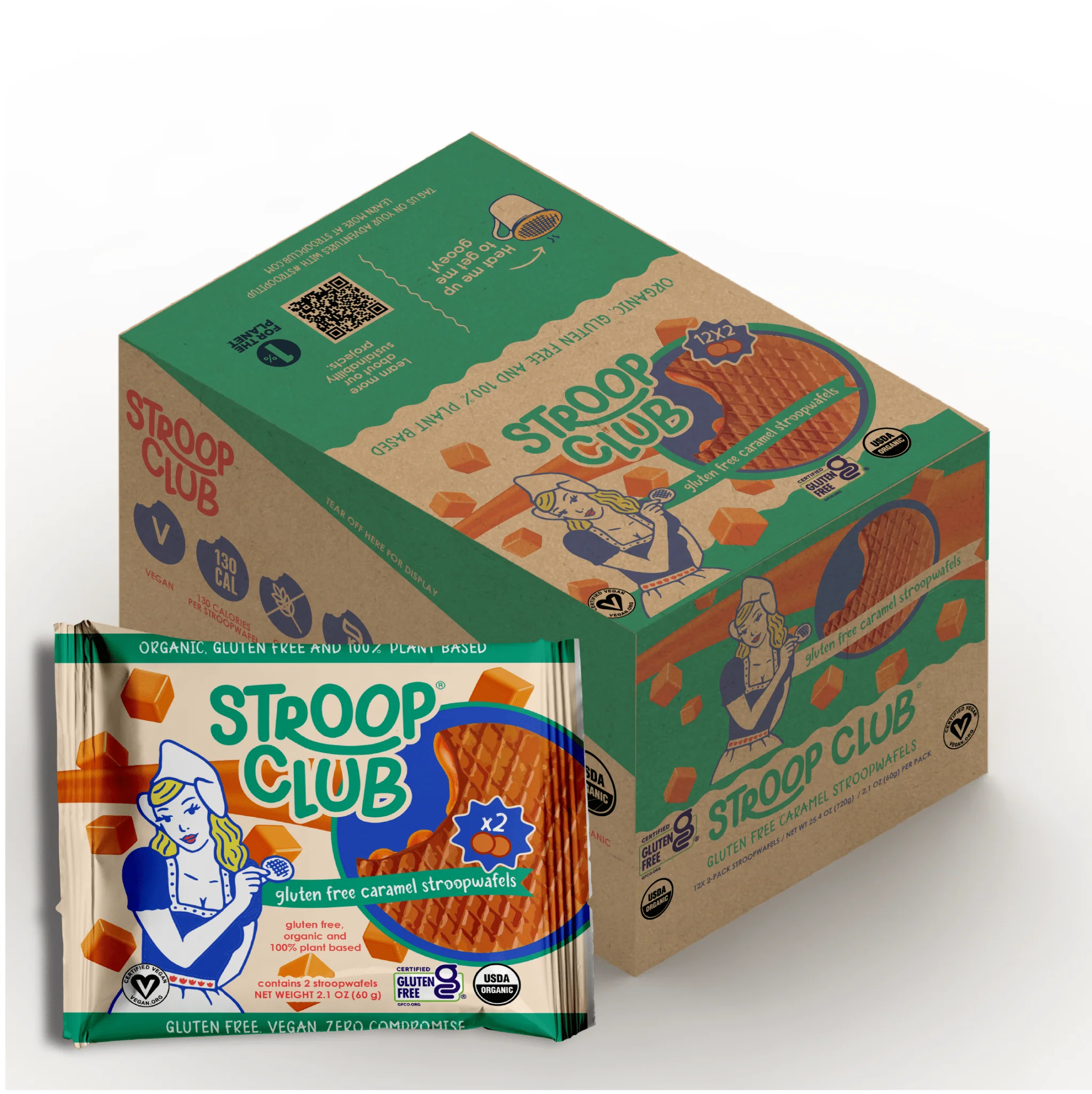 Gluten Free and Plant Based Traditional Caramel Organic Stroopwafels (box of 12x 2-pack - 24 total) - Image 3