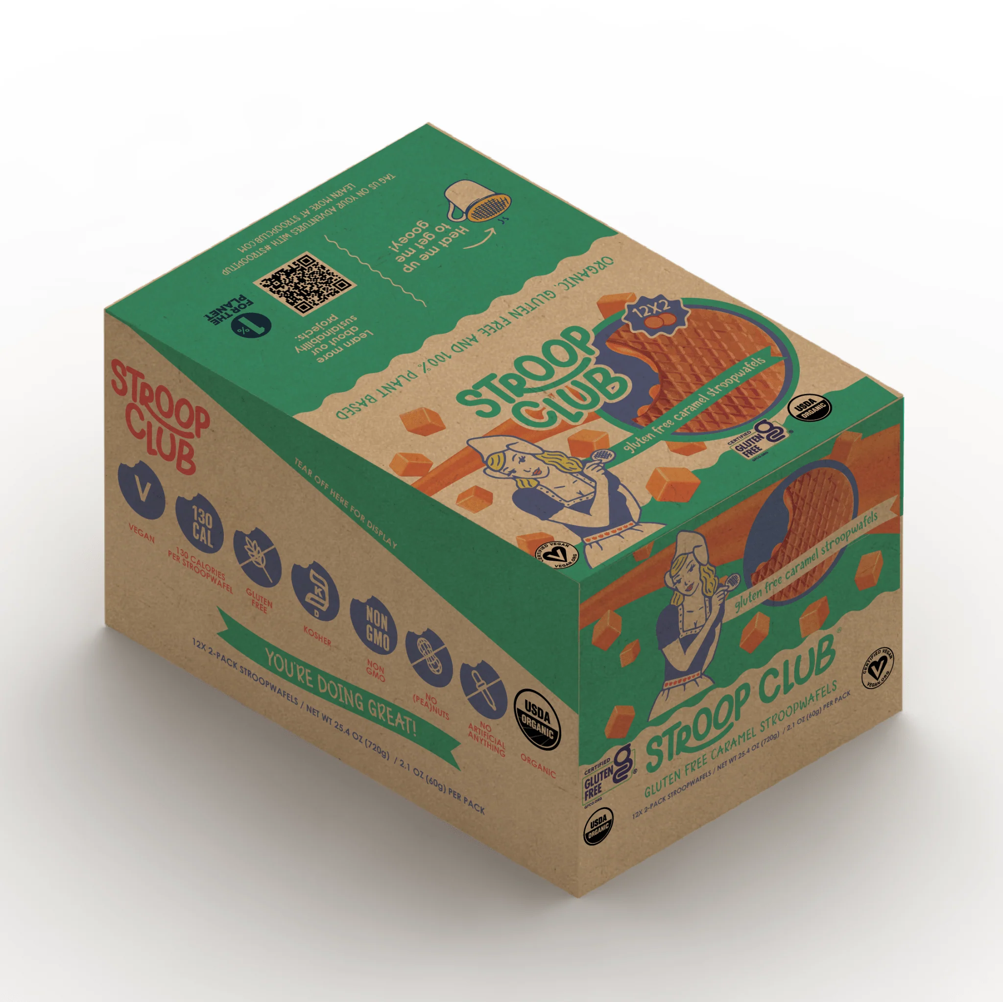 Gluten Free and Plant Based Traditional Caramel Organic Stroopwafels (box of 12x 2-pack - 24 total) - Image 5