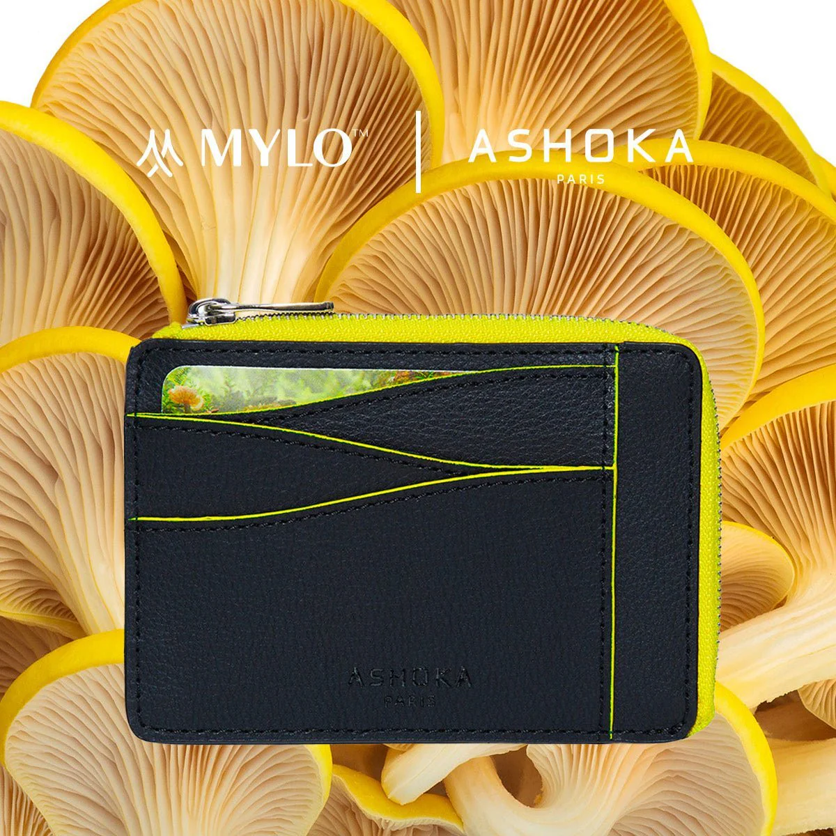 Large Zipped Mylo™ Mushroom Card Holder – Yellow - Image 2